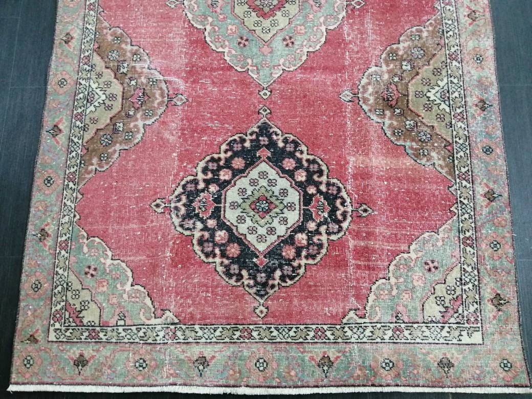Muted Oriental Runner Rug 4.3 x 12 Turkish Runner Rug Vintage Runner Rug Hallway Runner Rug Kitchen Runner Rug Persian Wool Runner Rug
