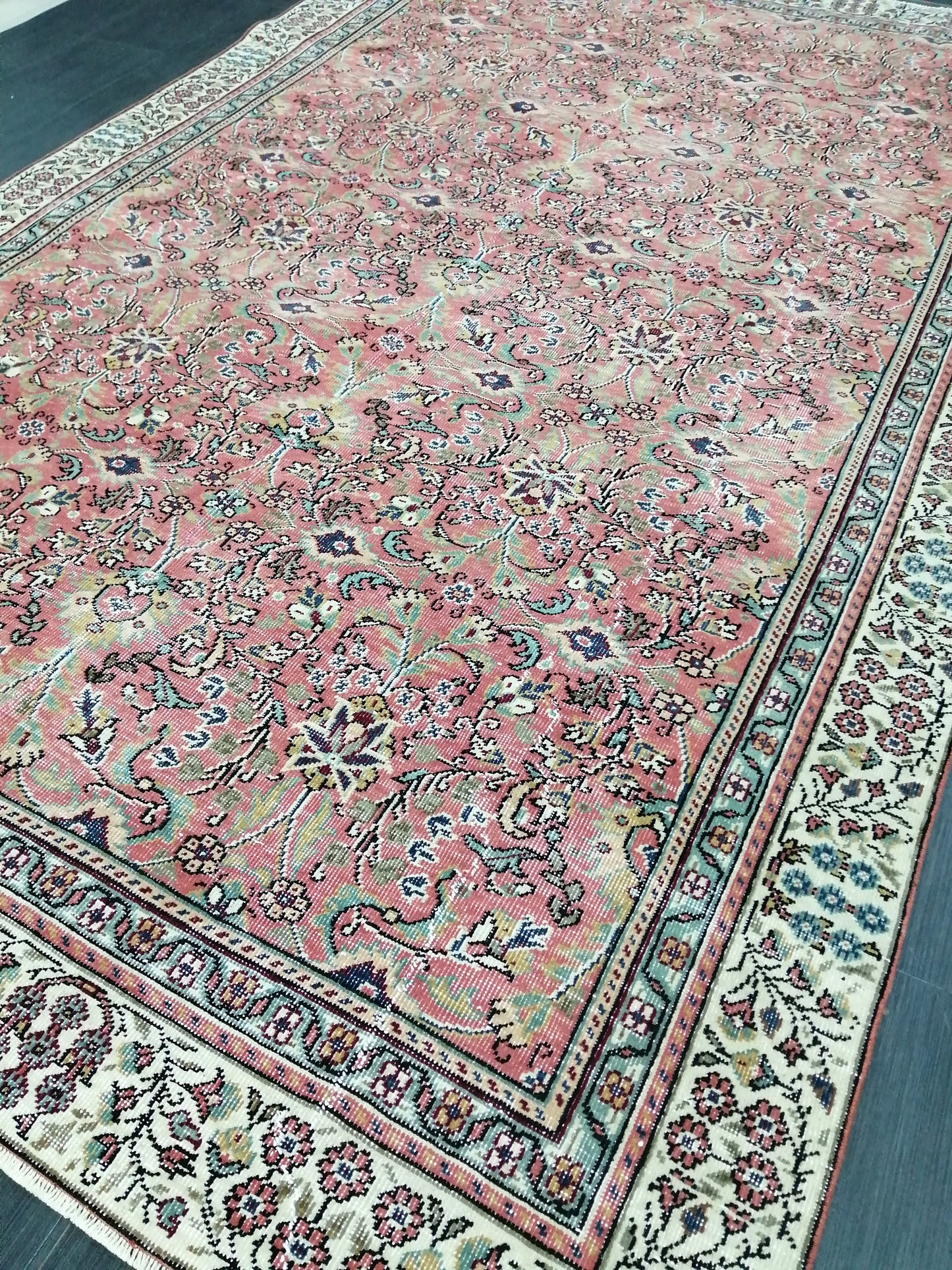 Floral OUSHAK RUG 10.2 x 6.2 TURKISH Rug Oriental Vintage Wool Rug Hand Made Rugs Vintage Turkish Rug