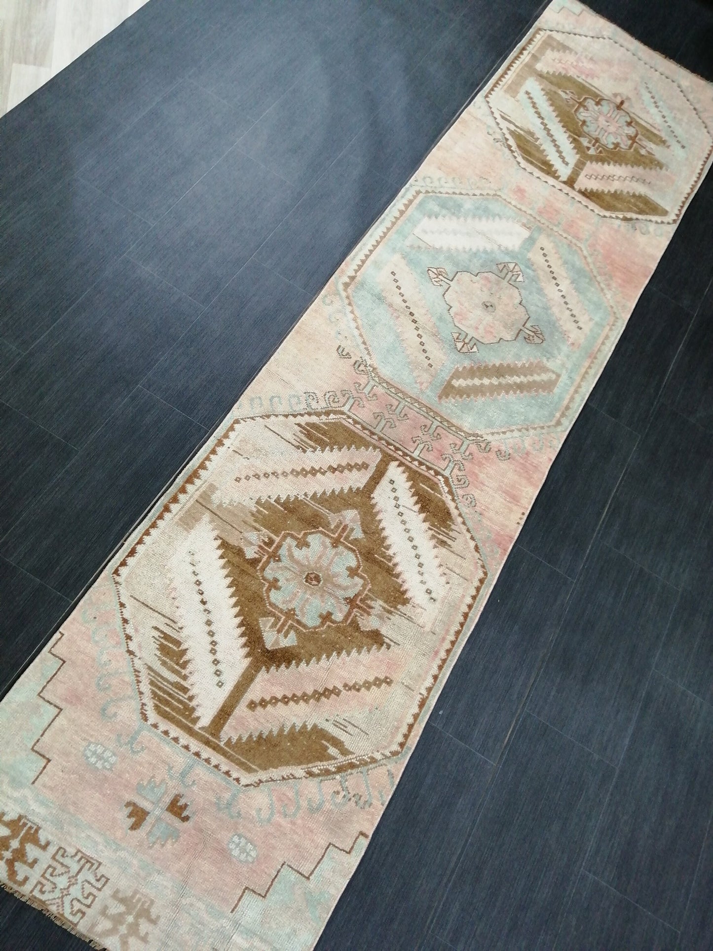 Muted Oushak Runner 10.4 x 2.5 Turkish Runner Rug Vintage Runner Rug Hallway Runner Rug Kitchen Runner Rug Wool Runner Rug Wool Oushak Rug