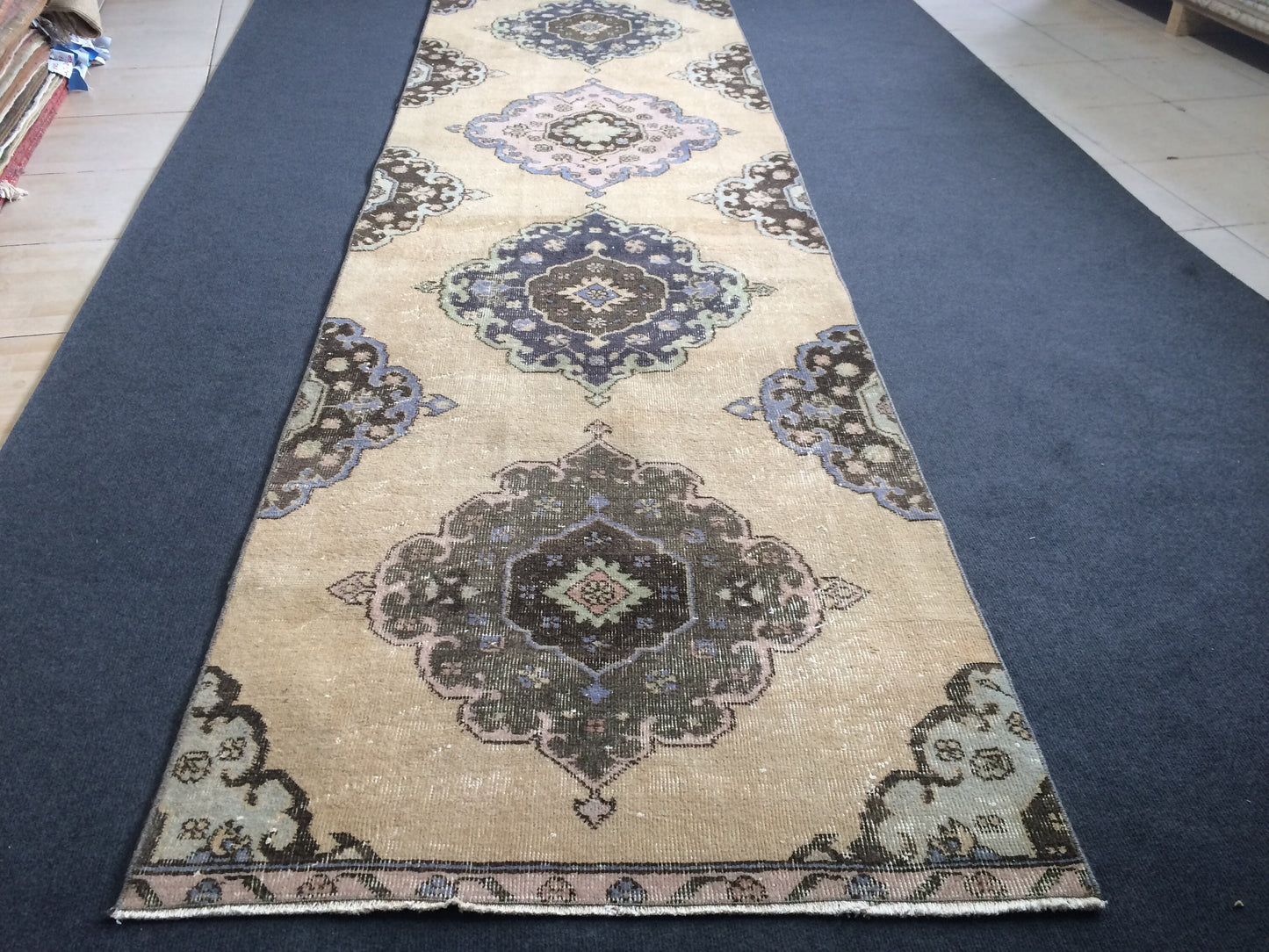 12.2 x 3 Oushak Runner Rug Turkish Runner Rug Vintage Runner Rug Hallway Runner Rug Kitchen Runner Rug Wool Runner Rug Oushak Runner
