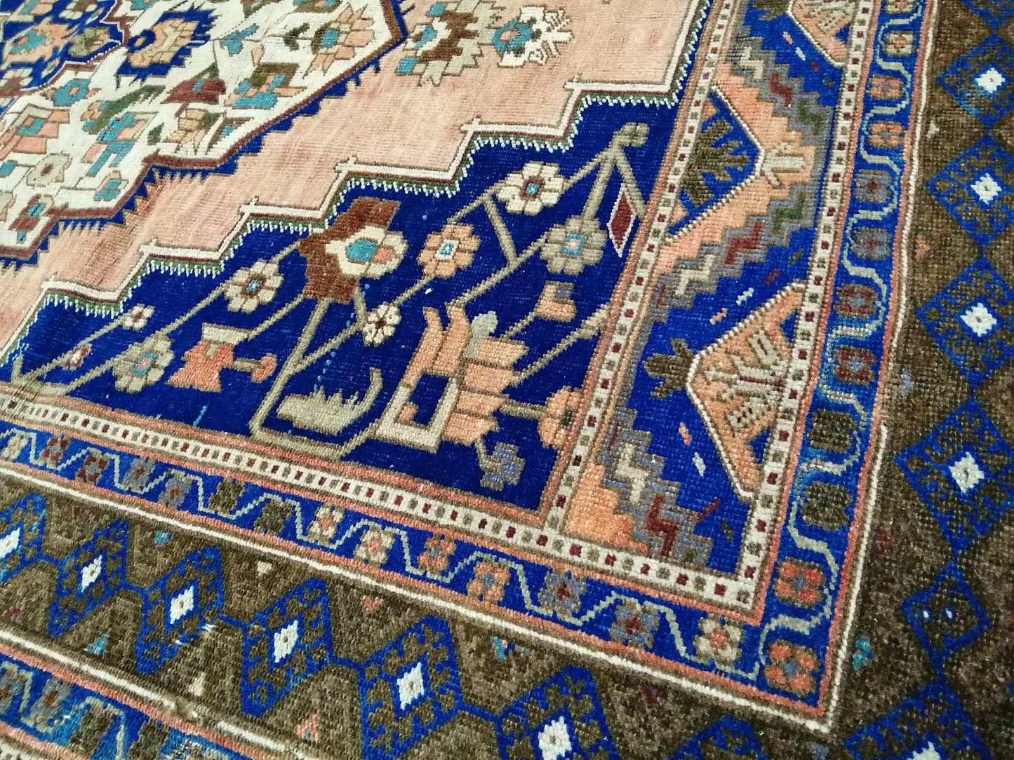9.5 x 5 OUSHAK RUG Navy Blue TURKISH Oushak Rug Vintage Oushak Runner Rug Vintage Runner Rug Wool Oushak Rug Hand Made Rugs Turkish Rug
