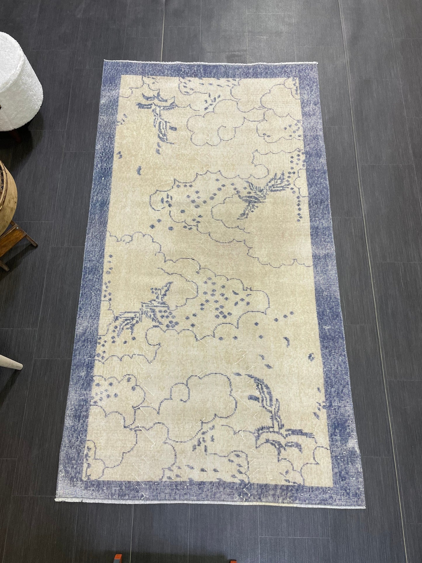 Bathroom Handmade Rug, Vanity 3.8 x 6.9 Rug , Oushak Rug, Wool Oriental Rug, Persian Rug, Vintage Turkish Rug Hand Knotted Wool Rug