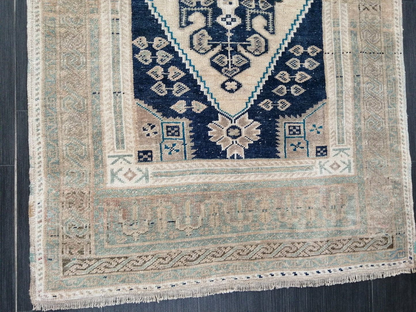 3.5 x 6.8 OUSHAK RUG, TURKISH Antique Rug, Vintage Rug, Antique Rug Wool Handknotted Rug, Hand Made Rugs Vintage Turkish Rug