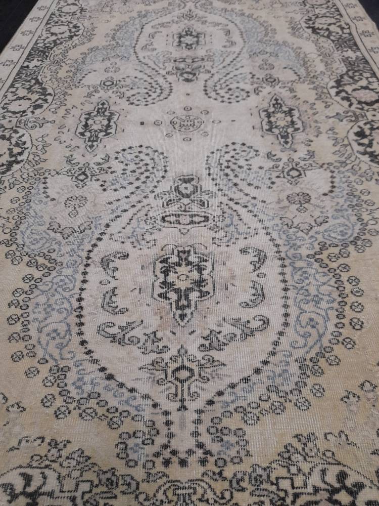 WOOL RUG Vintage 6 x 9.7 Rug Turkish Oushak Rug, Hand Knotted Rug Persian Living Room Rug Oriental Rug Farmhouse Rug Knotted Rug 6x10 rug