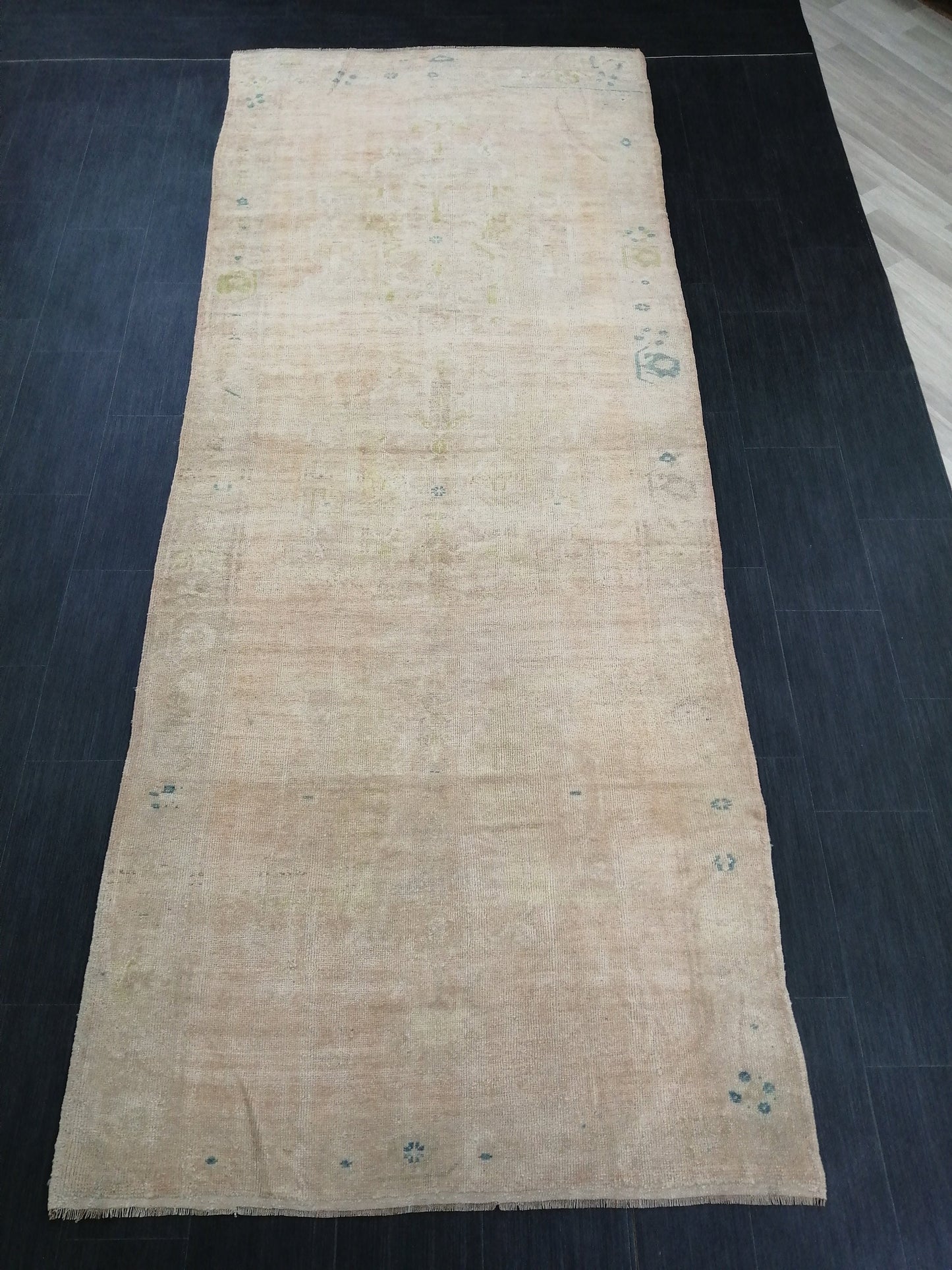 4.6 x 11.5 Muted Wool Runner Rug Muted Oushak Runner Rug Turkish Runner Rug Vintage Runner Rug Hallway Runner Rug Kitchen Runner Rug