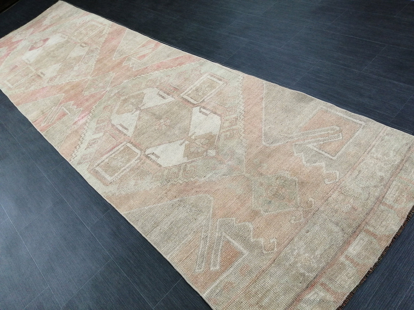 11.5 x 3.3 Muted Oushak Runner Rug Turkish Runner Rug Vintage Runner Rug Muted Hallway Runner Rug Kitchen Runner Rug Wool Runner