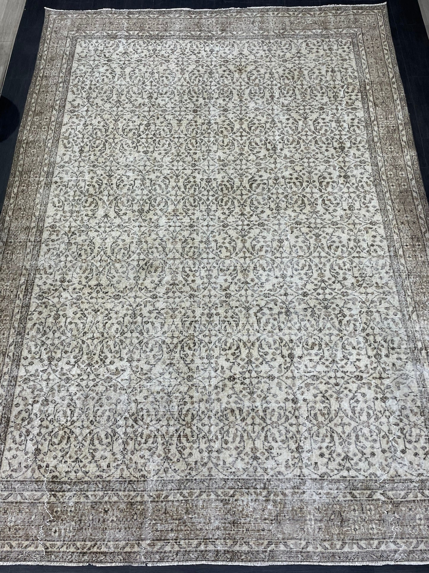 NEUTRAL Handmade Rug, NATURAL Vintage Turkish 8 x 11.3 Rug, Handmade Rugs, Oushak Rug, Turkish Oushak Rug, Hand Knotted Rug Distressed Rug