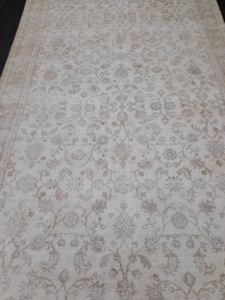 Muted Vintage RUG 6.3 x 10.2 TURKISH Rug Distressed Vintage Rug Wool Oushak Rug Large Hand Made Rugs Vintage Turkish Rug 6x10
