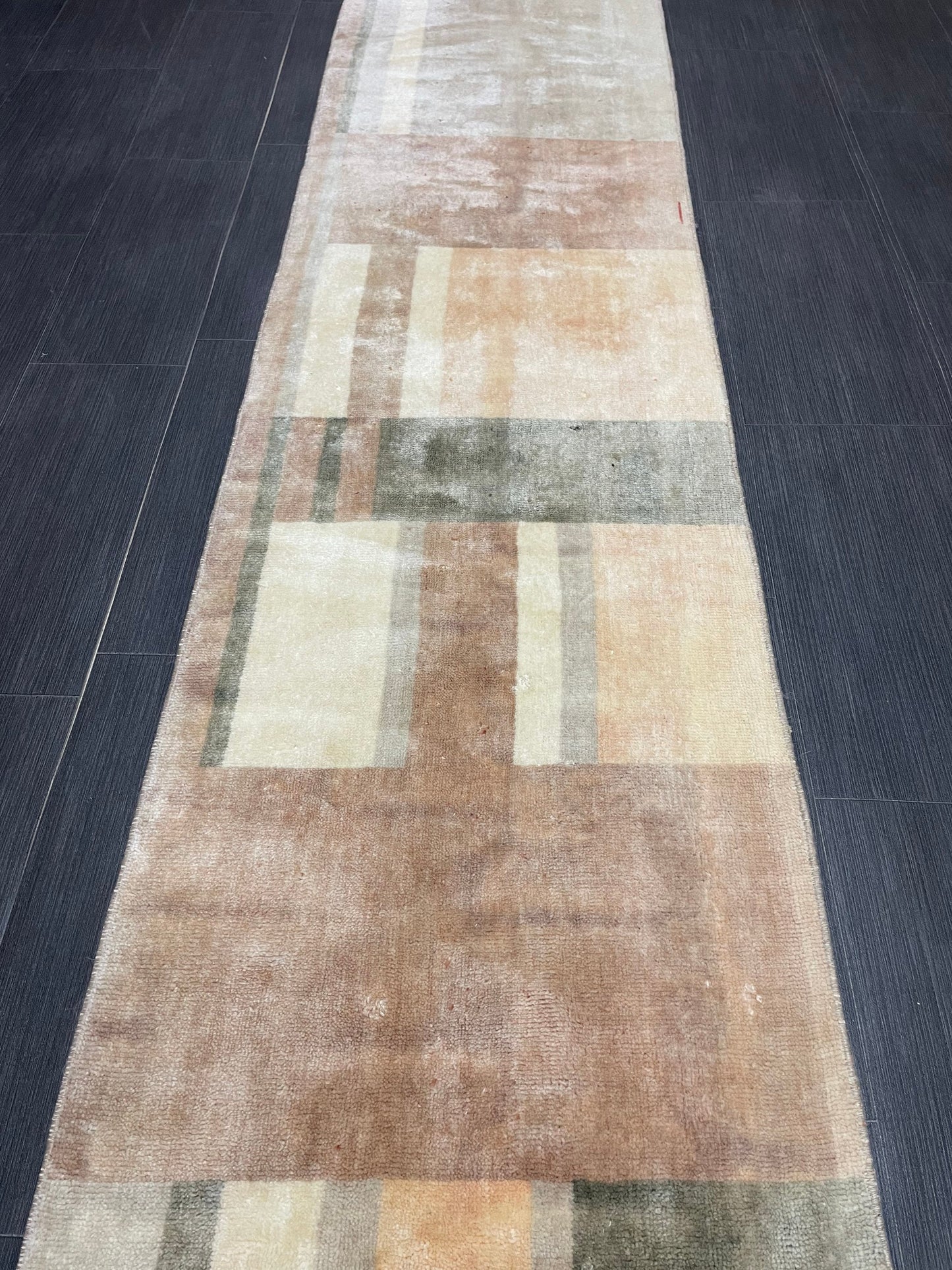 Hand Knotted Runner Rug 2 x 10.9 Modern Oushak Runner Rug Turkish Runner Rug Abstract Rug Hallway Runner Kitchen Runner Wool Runner
