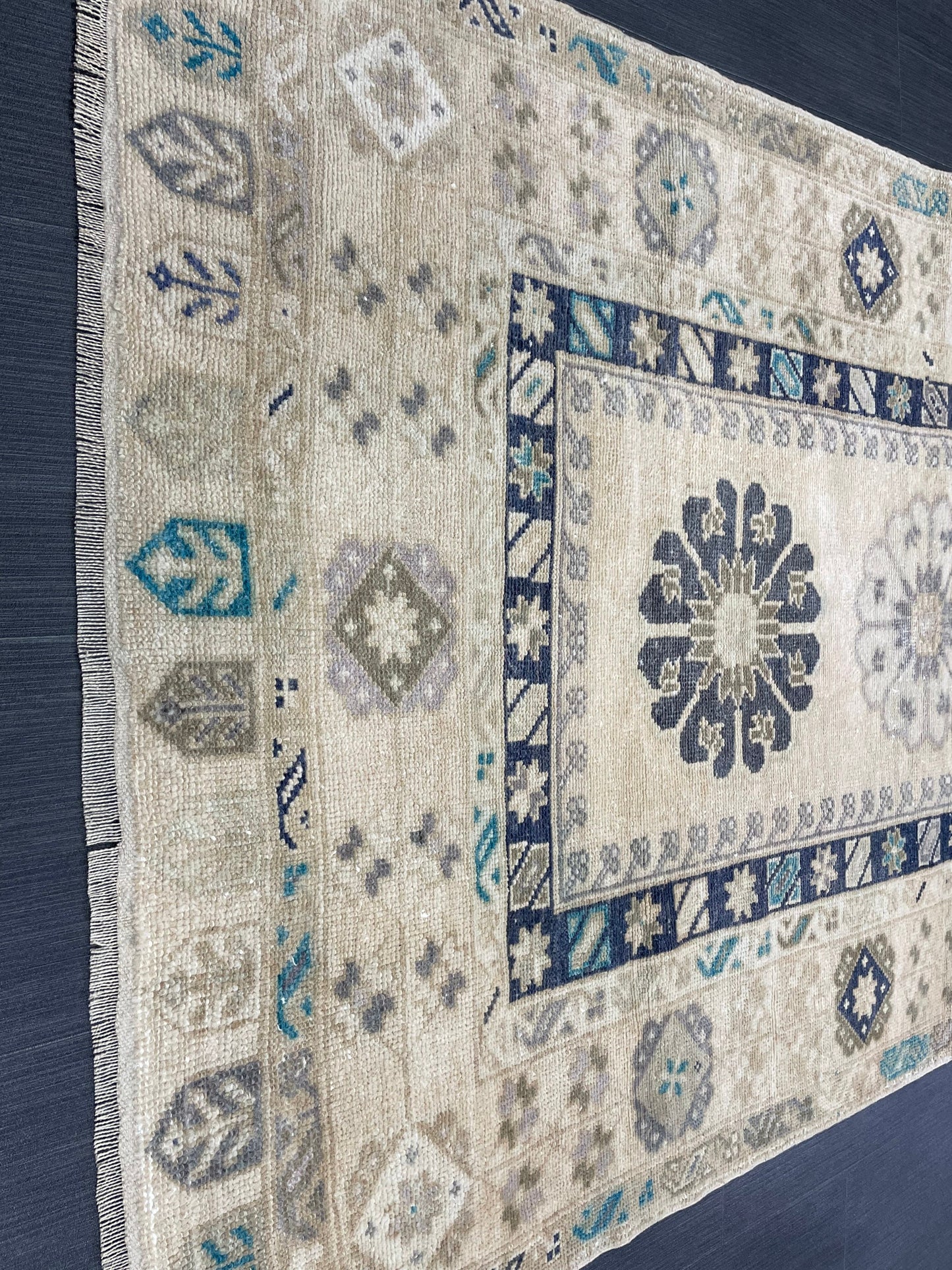 Vintage Handmade Rug Muted 3.6 x 6.3 Vintage Rug Wool Oushak Rug Hand Made Rugs Vintage Turkish Rug Living Room Rug