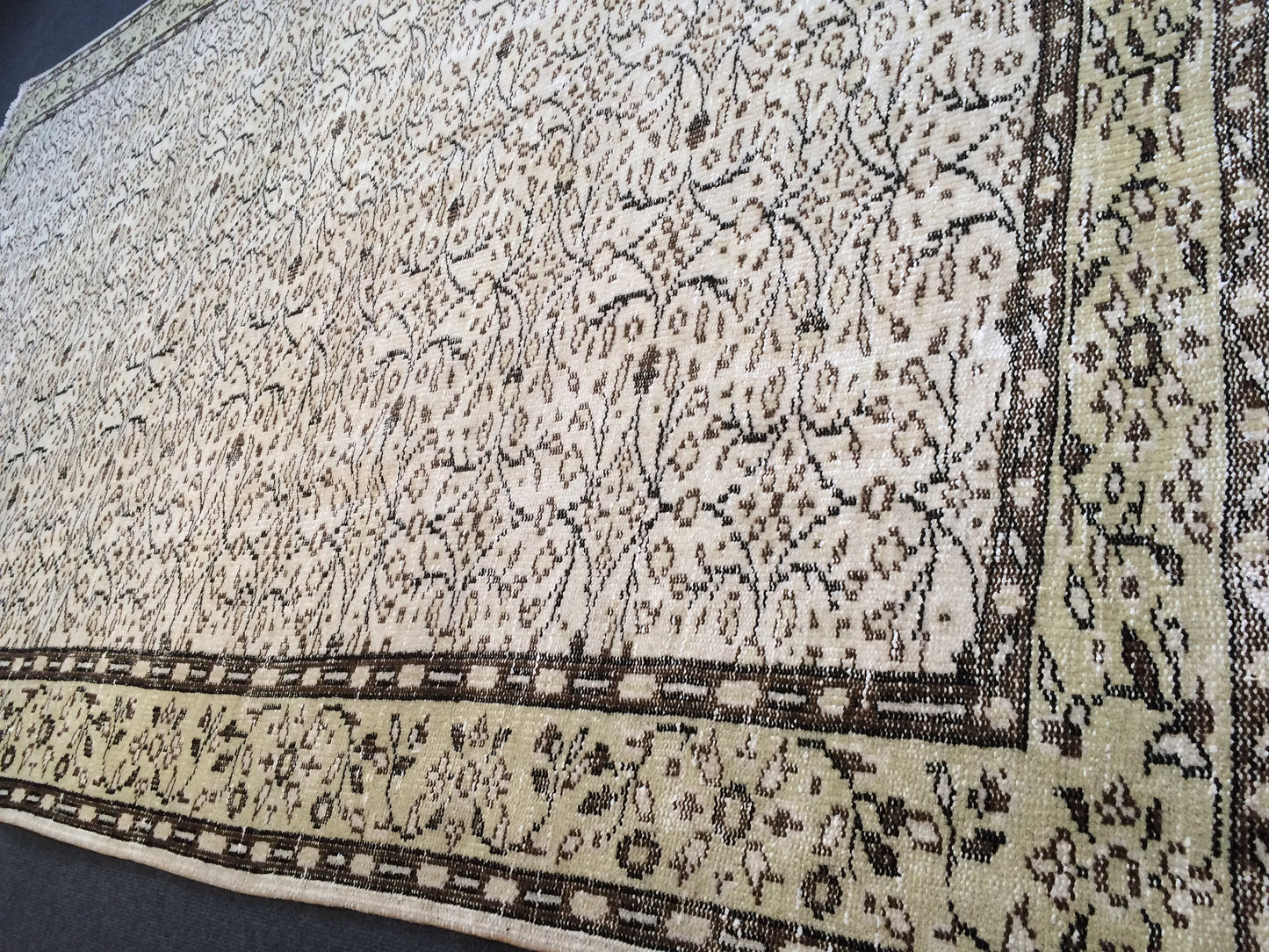 9.6 X 6 Green Flowers motifs Rug, Wool Oushak Rug, Oushak Rug, Turkish Oushak Rug 6 by 10 Muted Rug