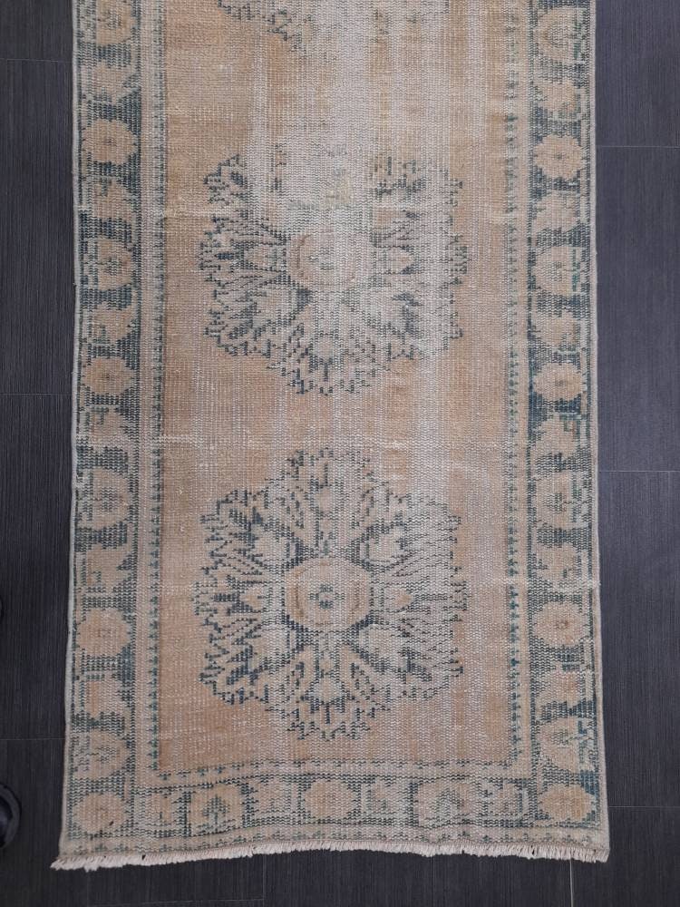 Distressed Antique Runner Rug 2.6 x 10.6 Turkish Runner Rug Vintage Runner Rug Old Hallway Runner Rug Kitchen Runner Rug Wool Runner Rug