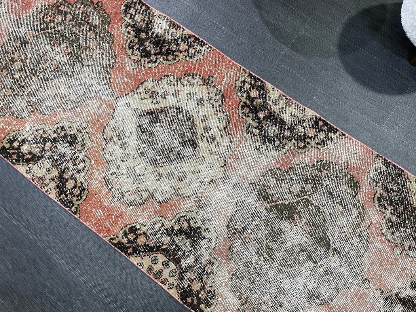 Turkish Distressed Runner Rug, Persian Runner 3 x 12 Rug, Vintage Runner Rug, Hallway Runner Rug, Kitchen Runner Rug, Wool Runner Rug