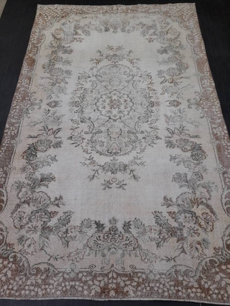 MUTED TURKISH RUG 6.4 x 10.3 Oushak Rug Vintage Oushak Rug Vintage Rug Wool Rug Hand Made Rug Vintage Persian Rug Vintage Oriental Rug