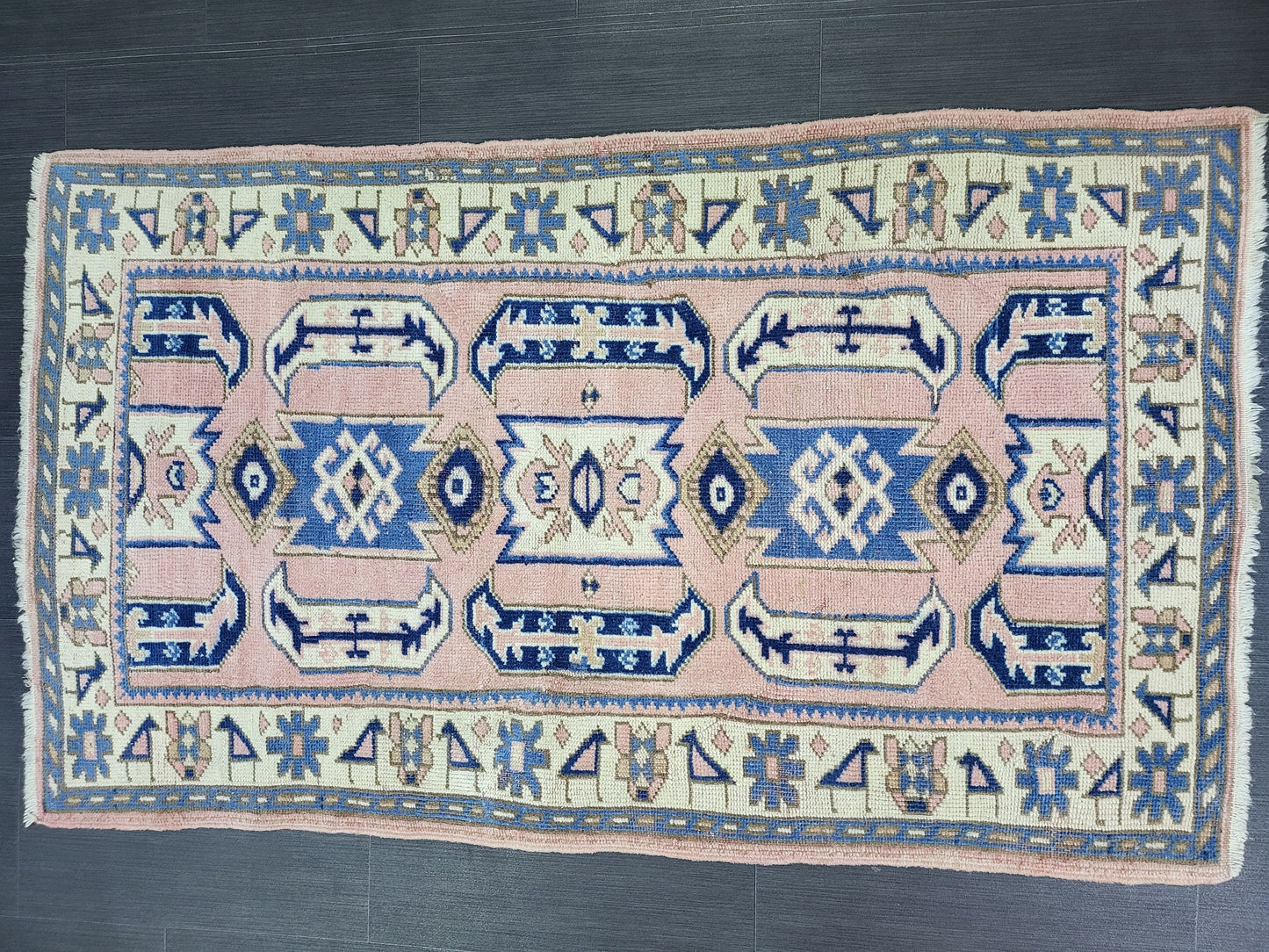 3x5 Vintage Rug, TURKISH HANDMADE Rug, Vintage Turkish Rug, Oushak Rug, Turkish Oushak Rug, Vintage Handknotted Rug, Wool Rug