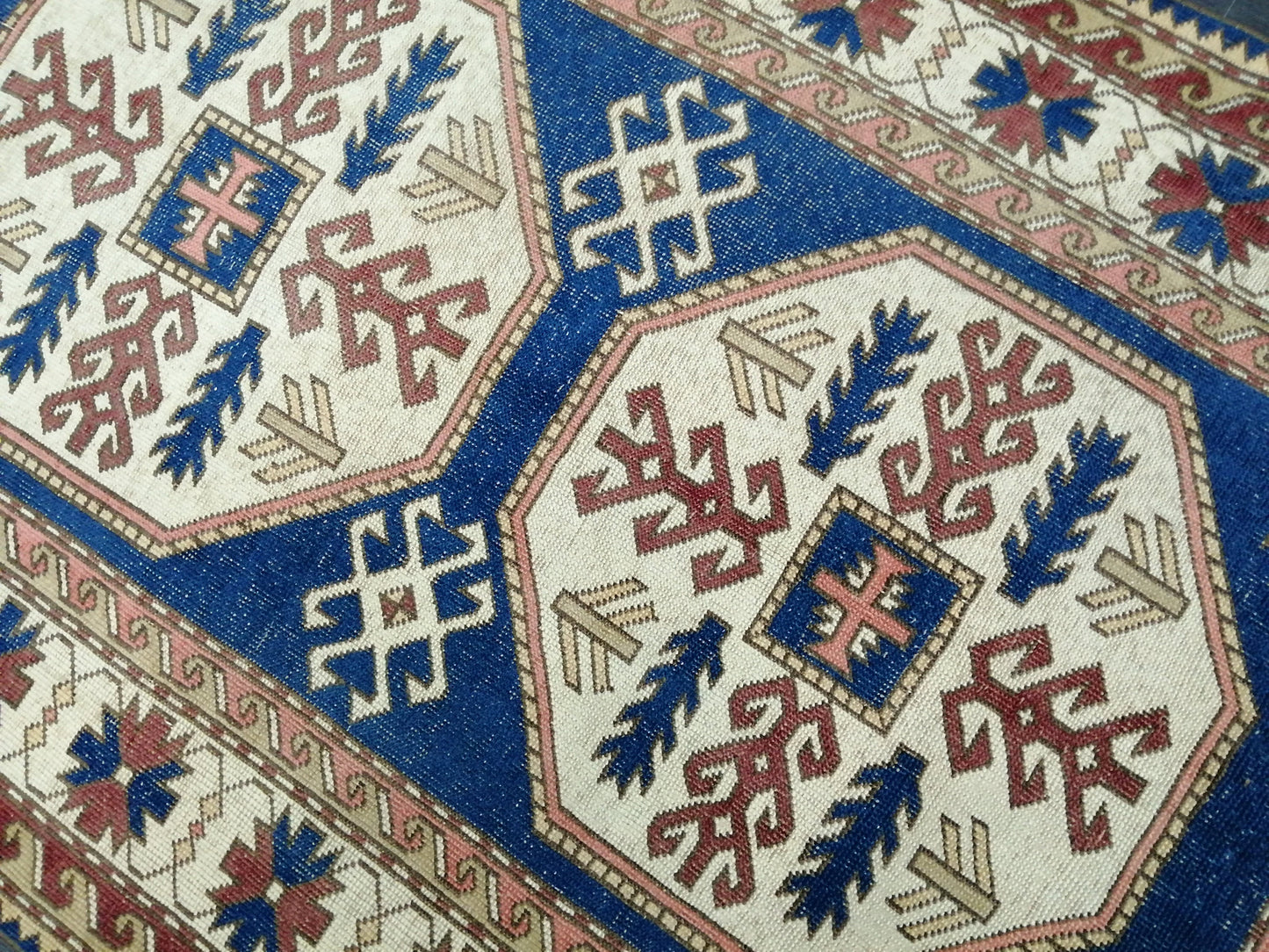7.3 x 4.7 Blue Rug, Oriental Vintag Rug, Oushak Rug, Rustic Rug, Bohemian Rug, Rug Runner, Turkish Rug, Farmhouse Rug, Vintage Rug, Wool rug