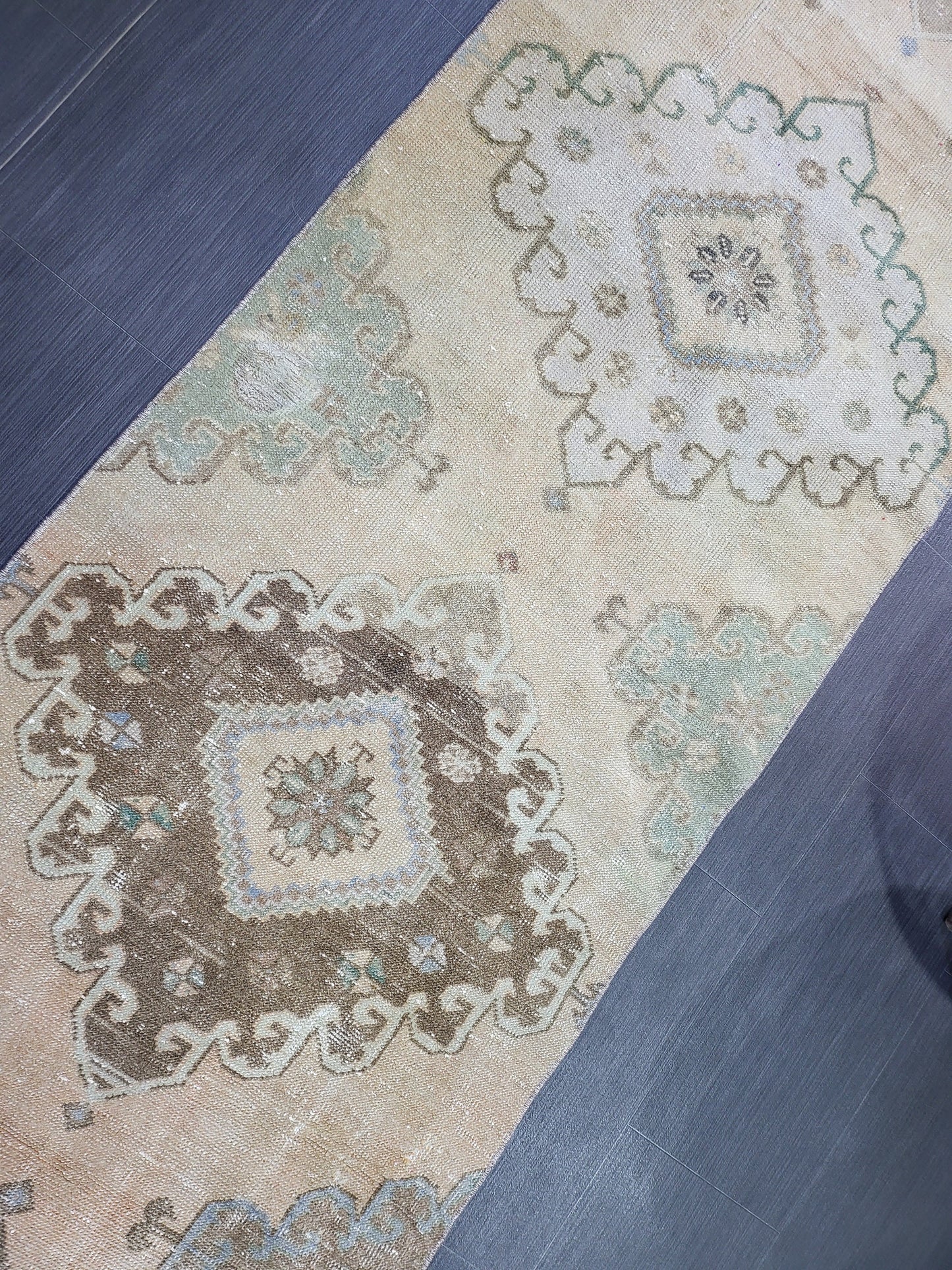 Distressed VINTAGE Rugs, Handmade Runner Rug, Oushak 2.8 x 12.10 Runner Rug, Rustic Runner Rug, Antique Rug, Turkish Rug, Farmhouse Rug,
