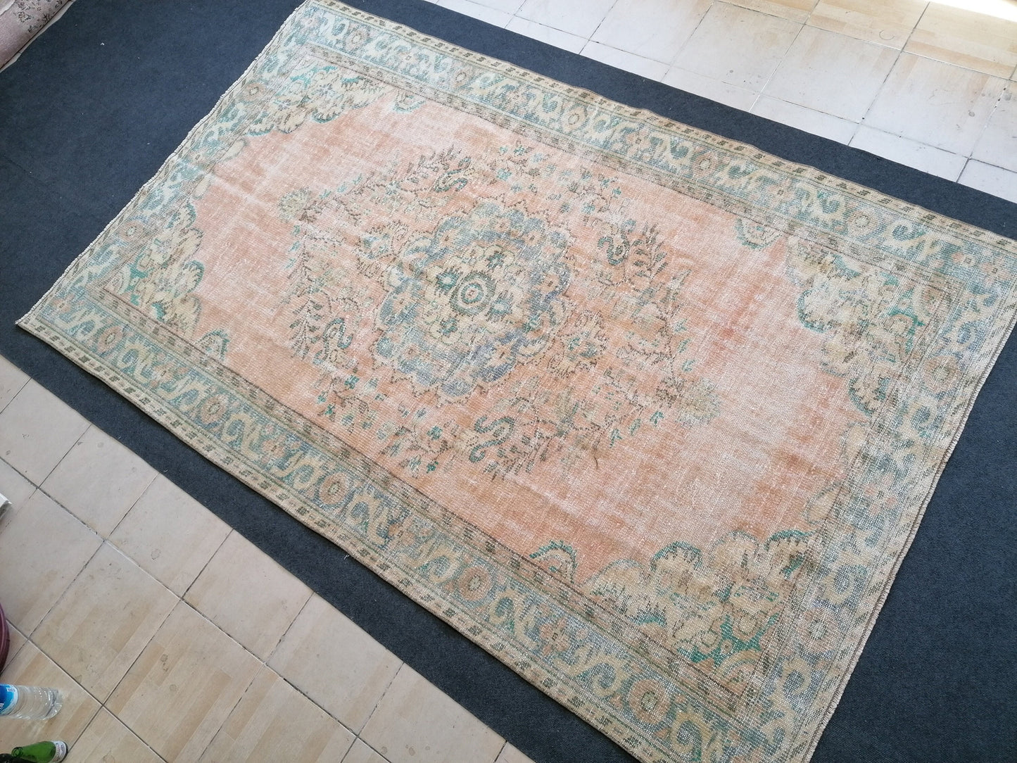 5'10x9'2 vintage turkish rug, large oushak rug, living room rug, vintage hand made rug, bohemian rug, kitchen rug