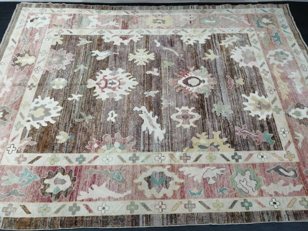 Wool OUSHAK RUG 12 x 9.2 Oushak Rug Vintage Oushak Rug Vintage Rug Wool Oushak Rug Hand Made Rugs Vintage Turkish Rug