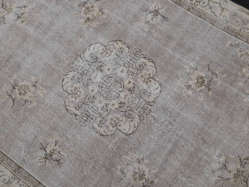 Muted Turkish Vintage Rug 6.5 x 10 Hand Knotted Oushak Rug Rustic Rug, Muted Rug, Vintage Turkish Rug Farmhouse Rug Vintage Rug Wool rug