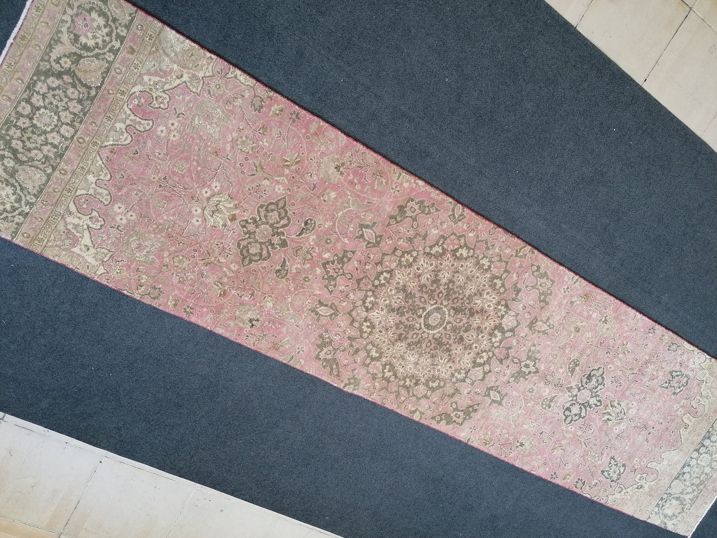 Turkish runner rug 10'7x2'7 pink runner rug, vintage oushak runner kitchen runner rug, hallway runner rug, vintage runner oushak runner rug