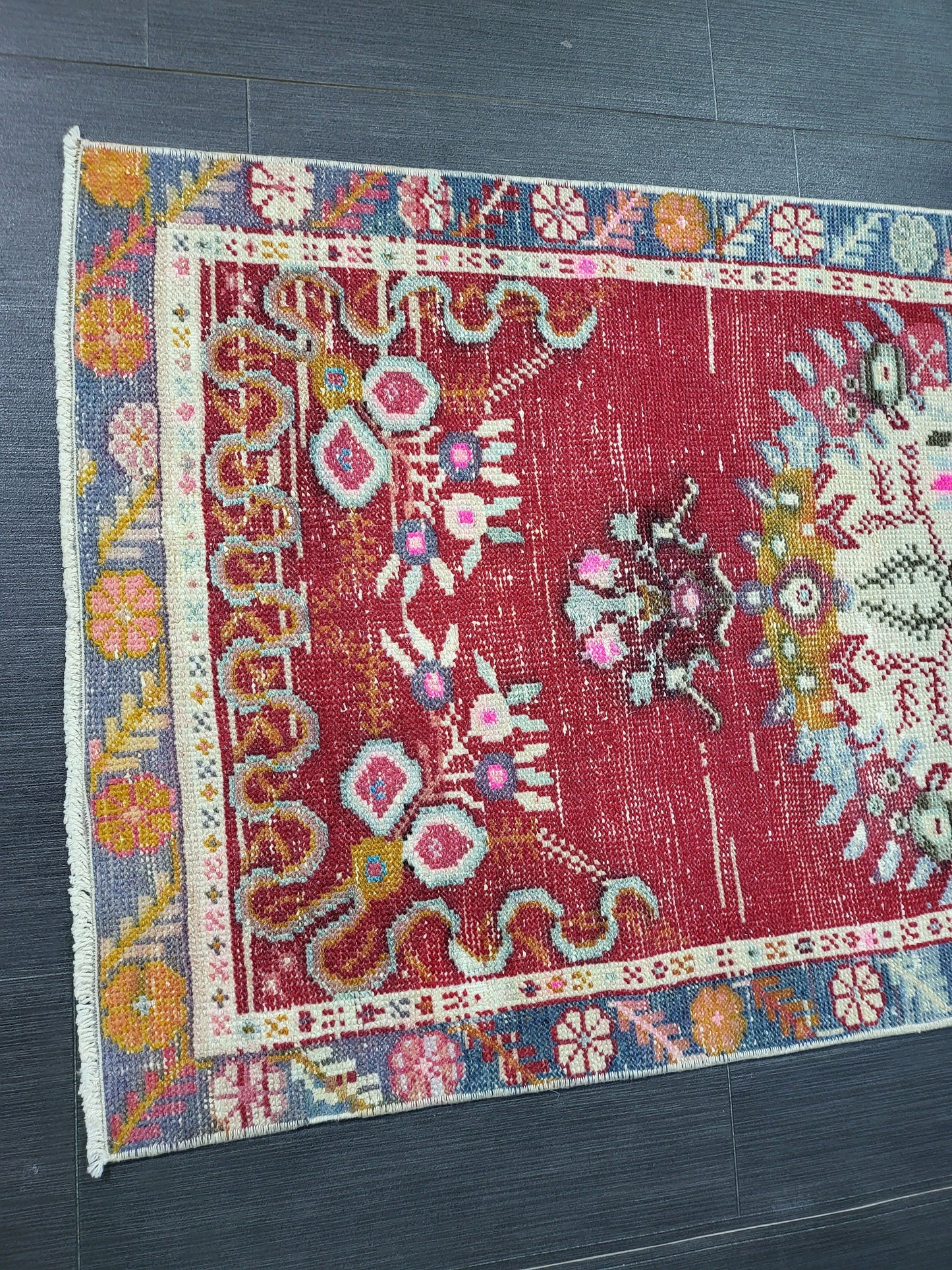 Antique Rug, Vintage Rug, Turkish 2.6 x 6 Wool Rug, Oushak Rug, Fine Knotted Rug, Hand Knotted Rug, Persian Rug, Handmade Rug