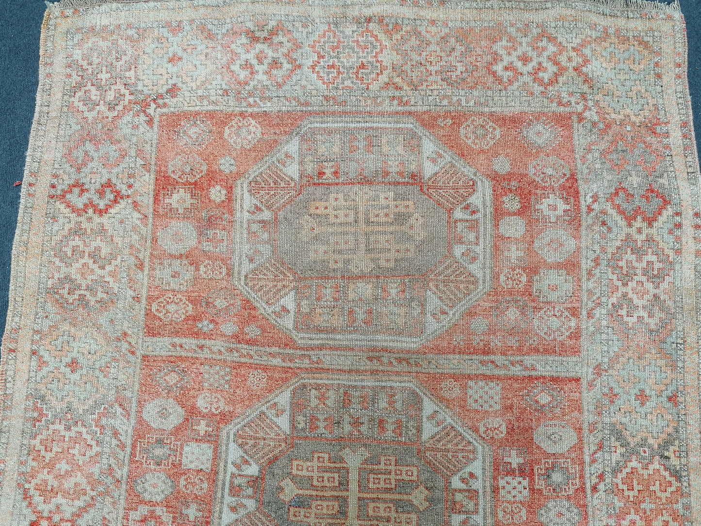 9'x4'4 soft vintage oushak turkish rug, anatolian old vintage runner rug