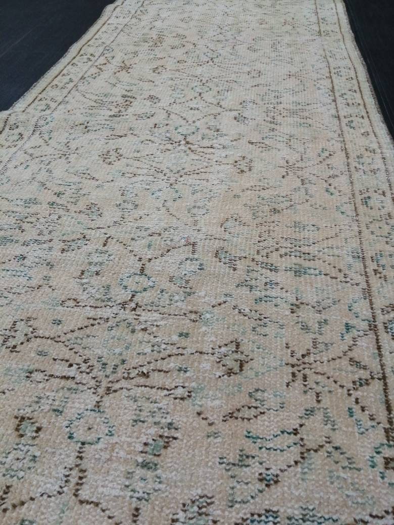 Vintage Runner Rug 2.4 x 10.7 Persian Runner Rug Muted Vintage Runner Rug Antique Hallway Runner Muted Turkish Runner Rug Distressed Runner