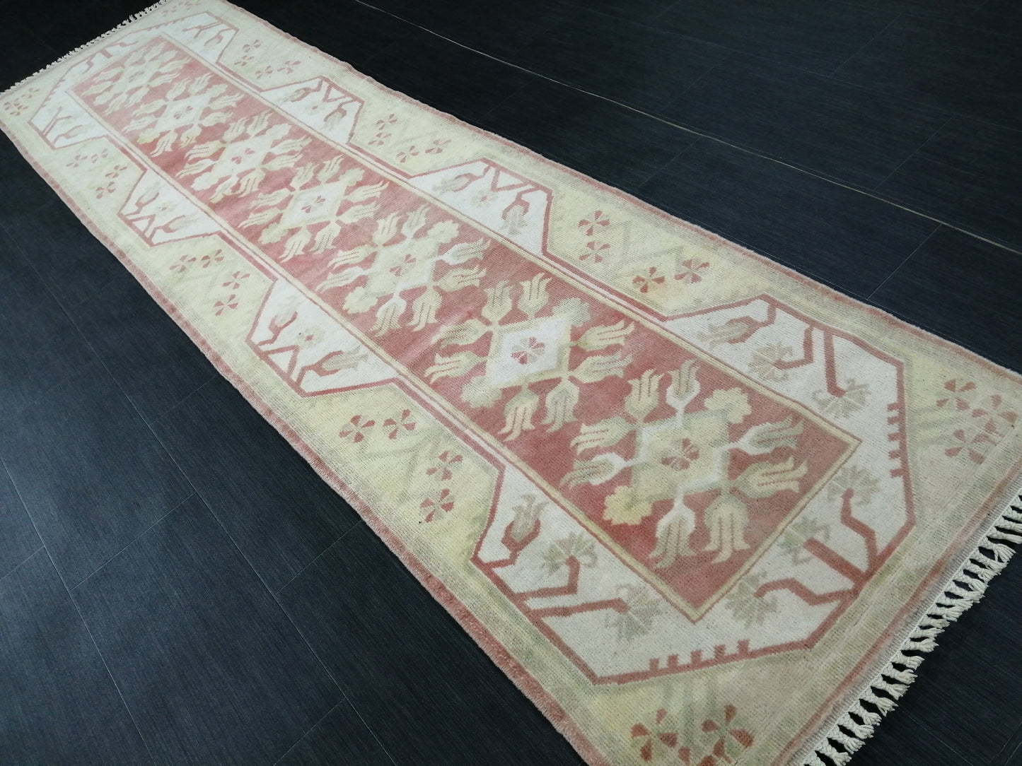 Muted Oushak Runner 2.5 x 9.5 Kitchen Runner Rug Wool Runner Rug Wool Oushak Rug Turkish Runner Rug Vintage Runner Rug Hallway Runner Rug