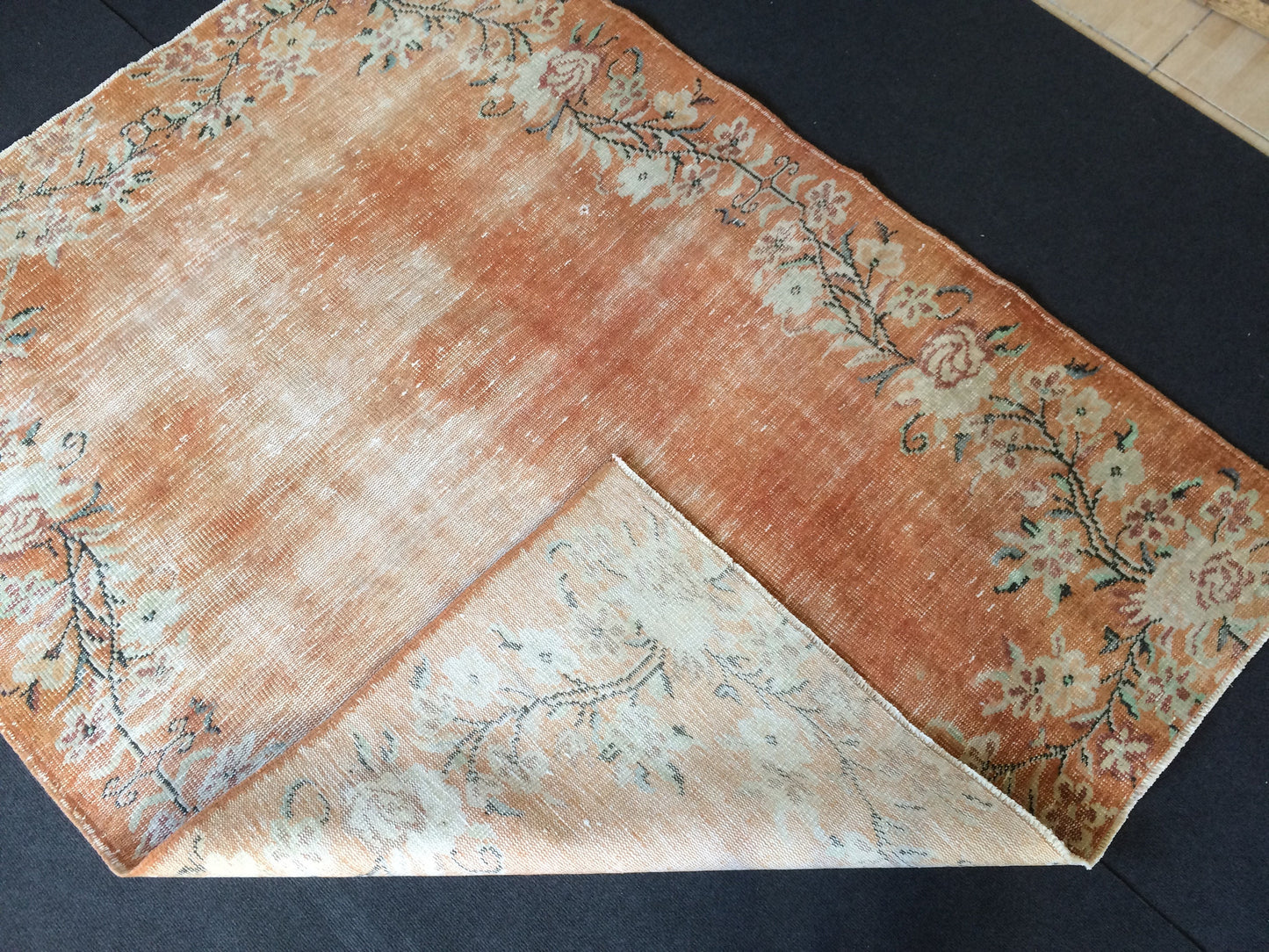 Vintage Rug Orange Oushak Rug Orange Area Rug, Oushak Wool Rug,Oushak Rug