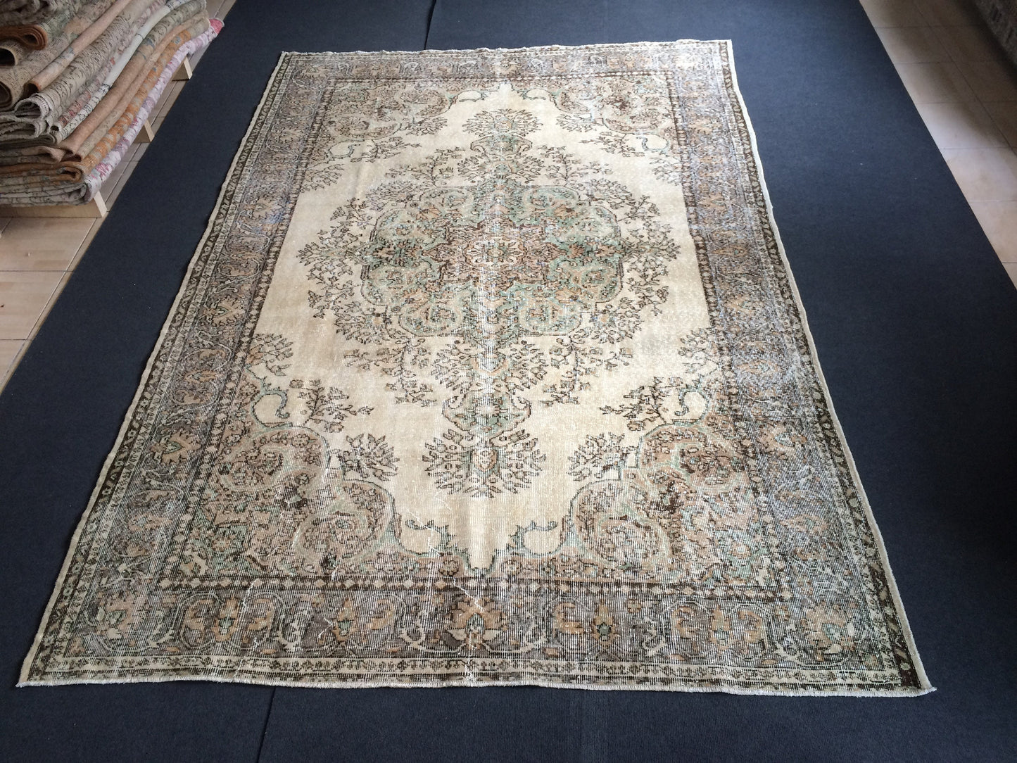 9.8 x 6.5 Large Oushak Rug, Vintage Rug Oushak Rug , Wool Rug Turkish Rugs Persian Rug Muted Persian Rug