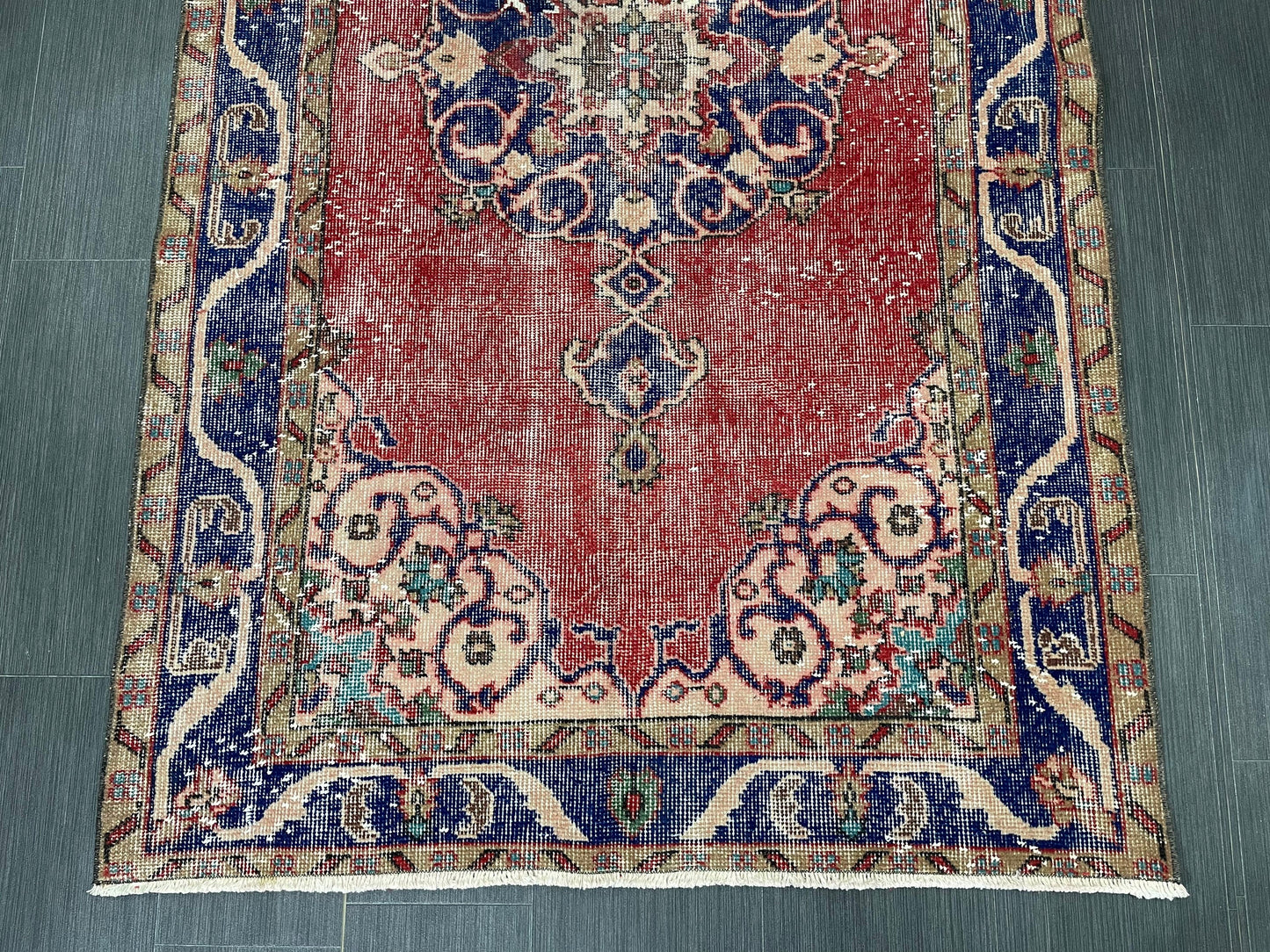Vintage Rug Handmade Turkish 3.7 x 6.6 Rug, Living Room Turkish Rug, Oushak Rug, Oriental Rug