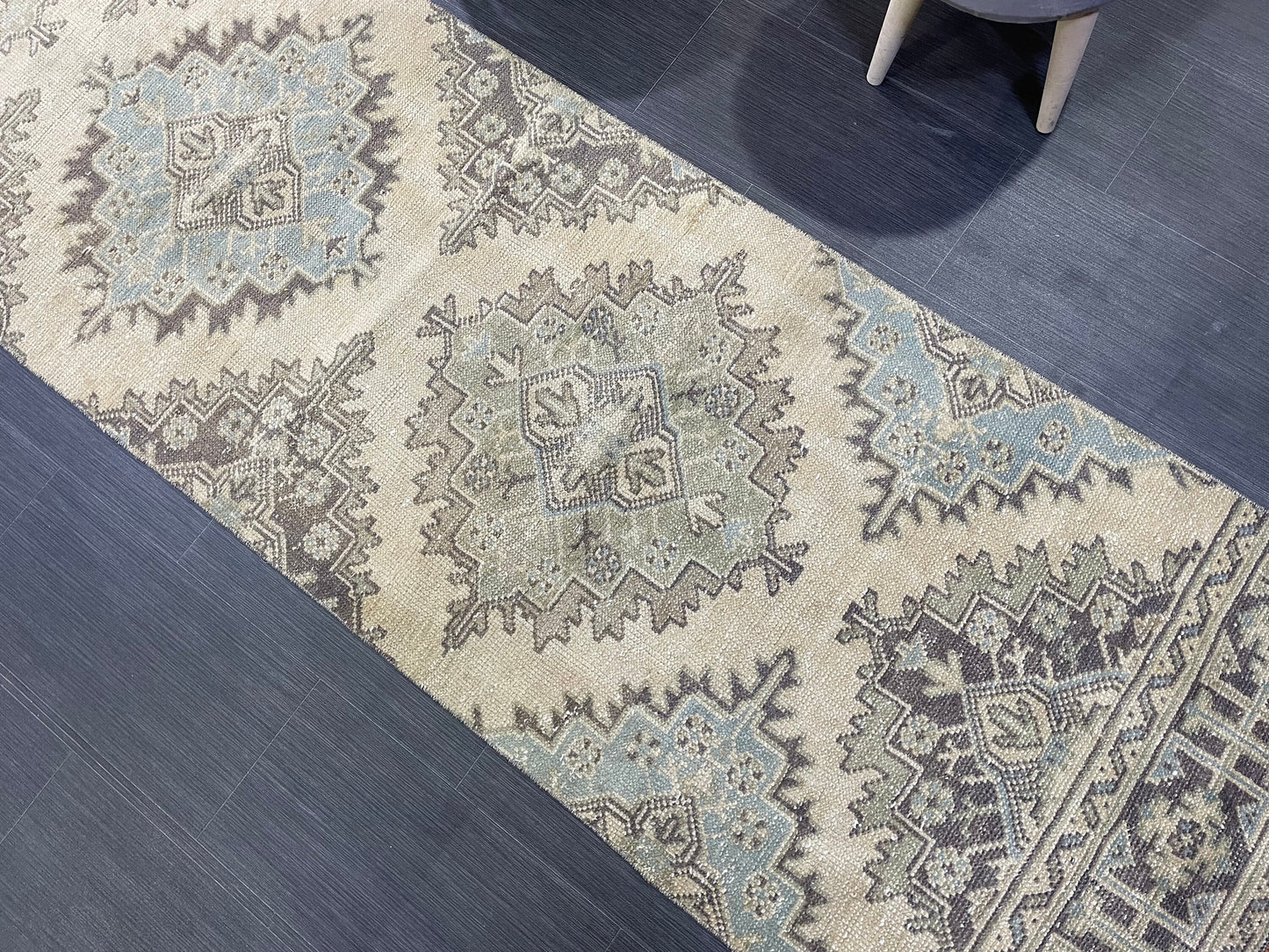 Hand Knotted Runner Rug, Vintage 2.8 x 11.2 Runner Rug,Handmade Short Runner Rug,Bathroom Runner Rug, Antique Runner Rug, Vanity Runner Rug