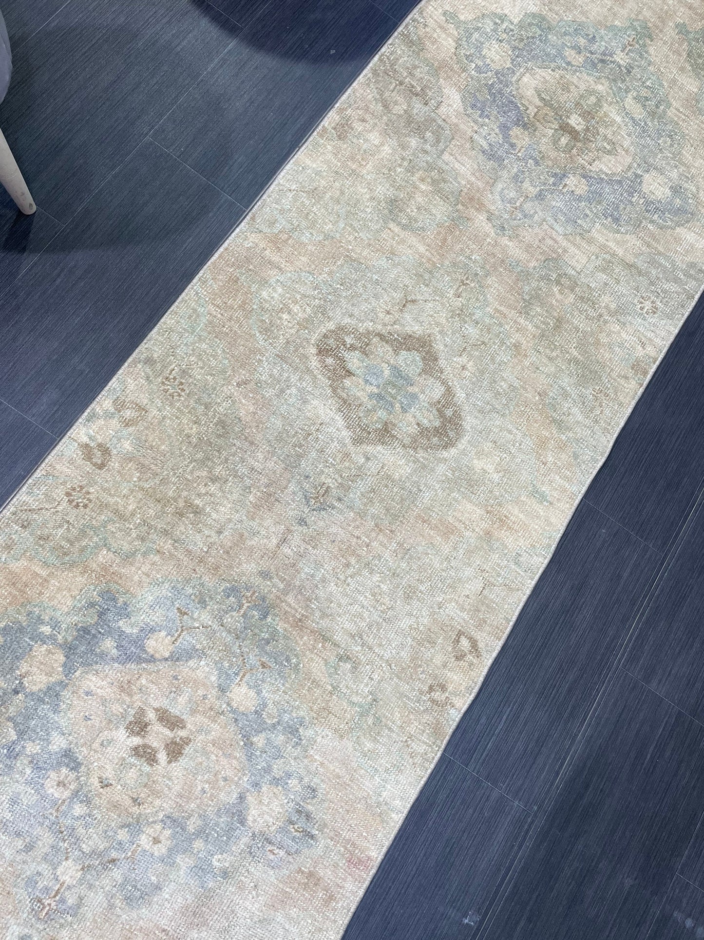 Muted Vintage Runner Rug, Handmade 2.6 x 12.8 Runner Rug, Turkish Runner Rug, Hallway Runner Rug, Persian Kitchen Runner Hand Knotted Runner
