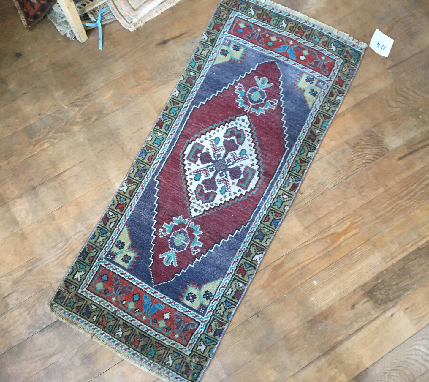 1.5x3.4 feet handmade claret red kitchen mini floor rug, turkish wool grey bedroom area mini rug, small oushak rug,vintage bathroom tiny rug
