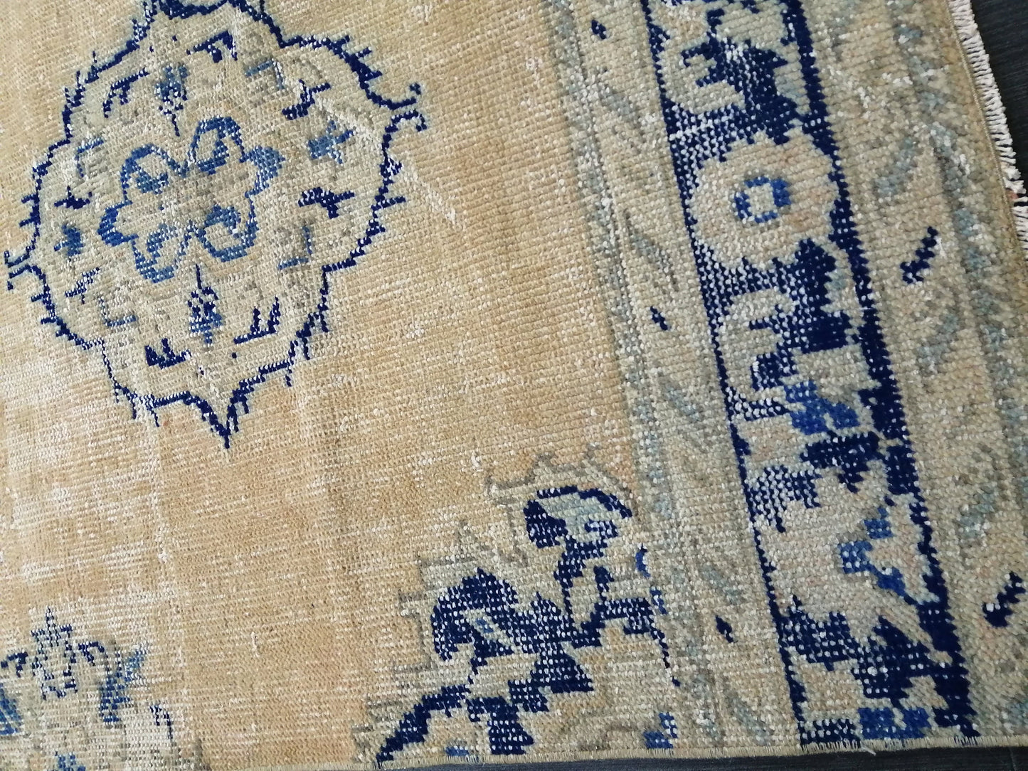 3 x 12 Blue Oushak Runner Rug Turkish Runner Rug Vintage Runner Rug Hallway Runner Rug Kitchen Runner Rug Wool Runner Rug Wool Oushak Rug