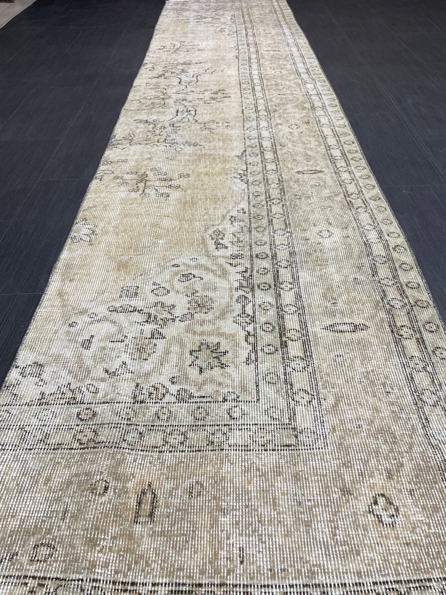 Muted Oushak Runner 2.5 x 11.5 Rug Distressed Turkish Runner Rug Vintage Runner Handmade Hallway Runner Rug Kitchen Runner Rug Wool Runner