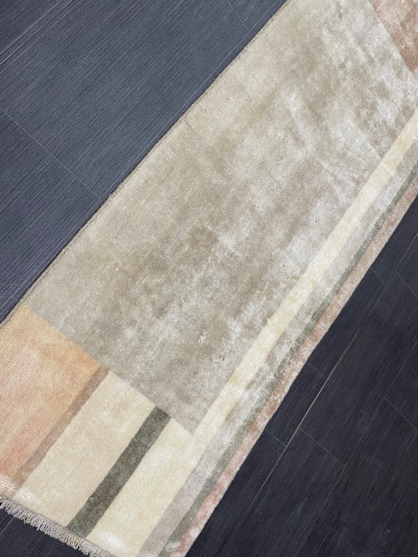 Hand Knotted Runner Rug 2 x 10.9 Modern Oushak Runner Rug Turkish Runner Rug Abstract Rug Hallway Runner Kitchen Runner Wool Runner