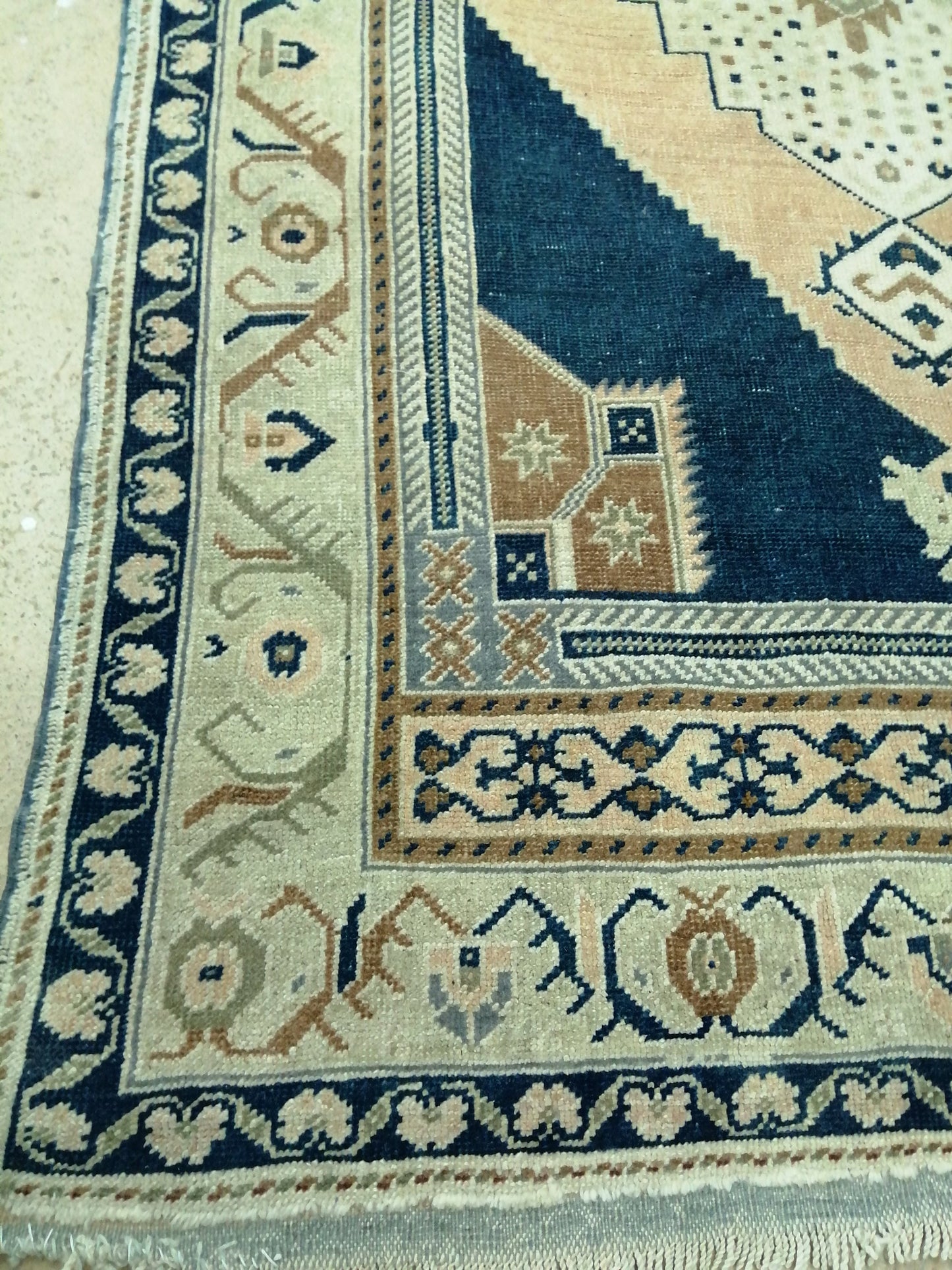4.4 X 9.8 Vintage RUG Navy Blue TURKISH Oushak Rug Vintage Oushak Runner Rug Wool Oushak Rug Hand Made Rugs Turkish Rug
