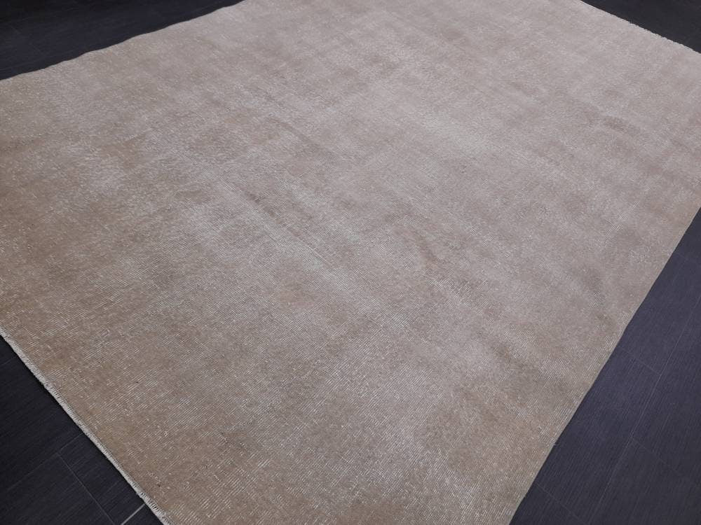 NEUTRAL Vintage OUSHAK RUG 6.5 x 10 Neutral Large Vintage Rug Wool Varigated No Dye Rug Turkish Muted Hand Made Rugs Vintage One Plain Rug