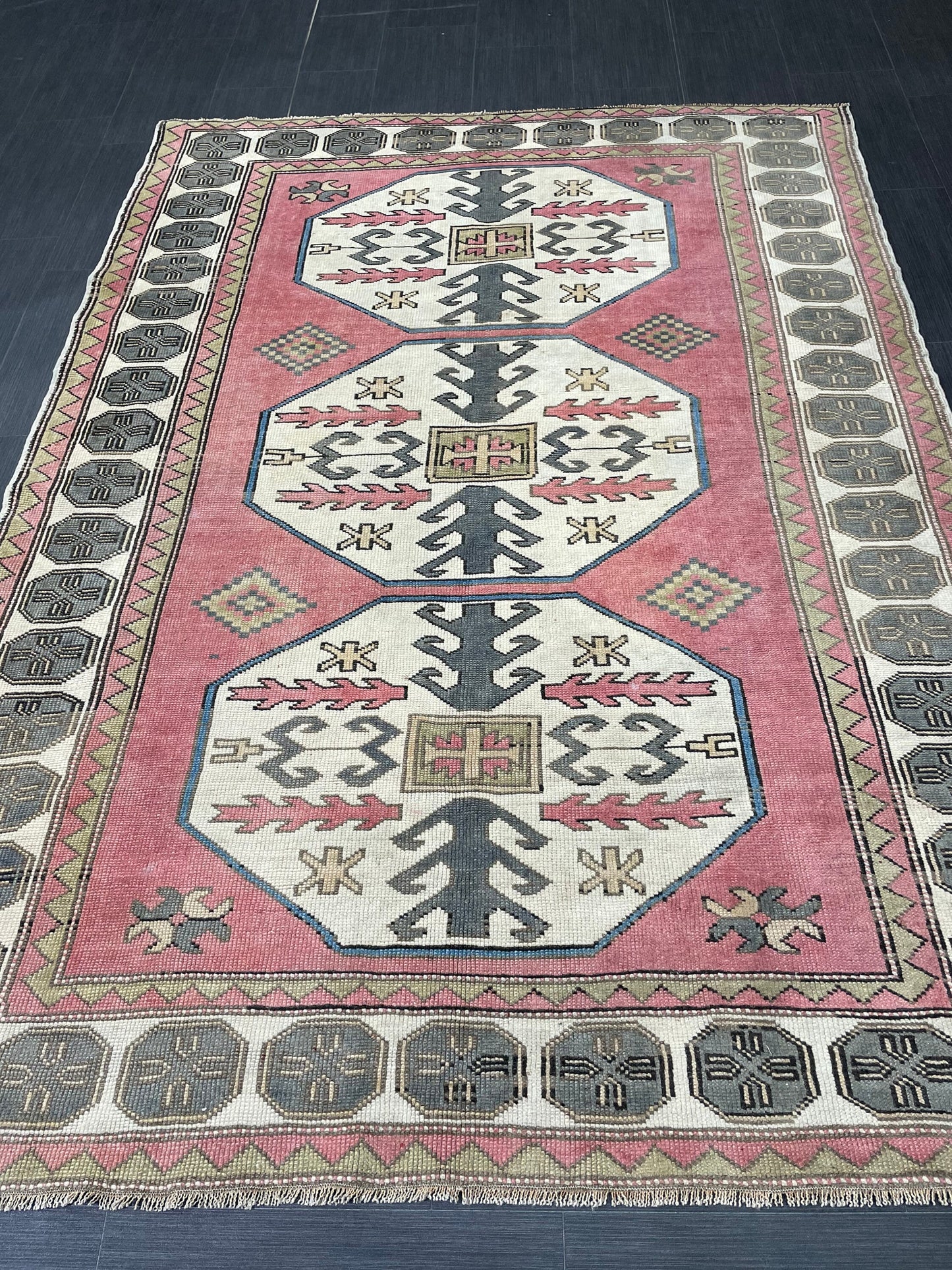 Turkish Rug 5.4 x 7.4 Oushak Rugs, Wool Oriental Rug,Persian Runner Rug Hand Knotted Rug, Vintage Rug, Hand Made Rug Oriental Rug