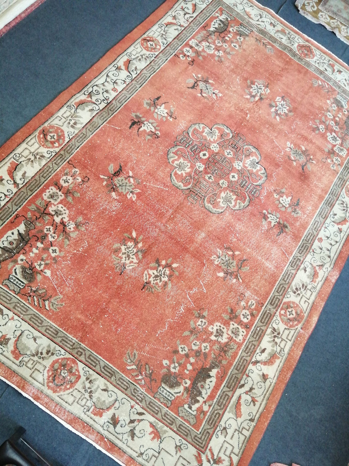 6.8 x 10.3 Vintage Rugs TURKISH HAND MADE Rugs Vintage Turkish Rugs Oushak Rug Turkish Oushak Rug, Vintage 7x10 Rug, Soft Wool Rug