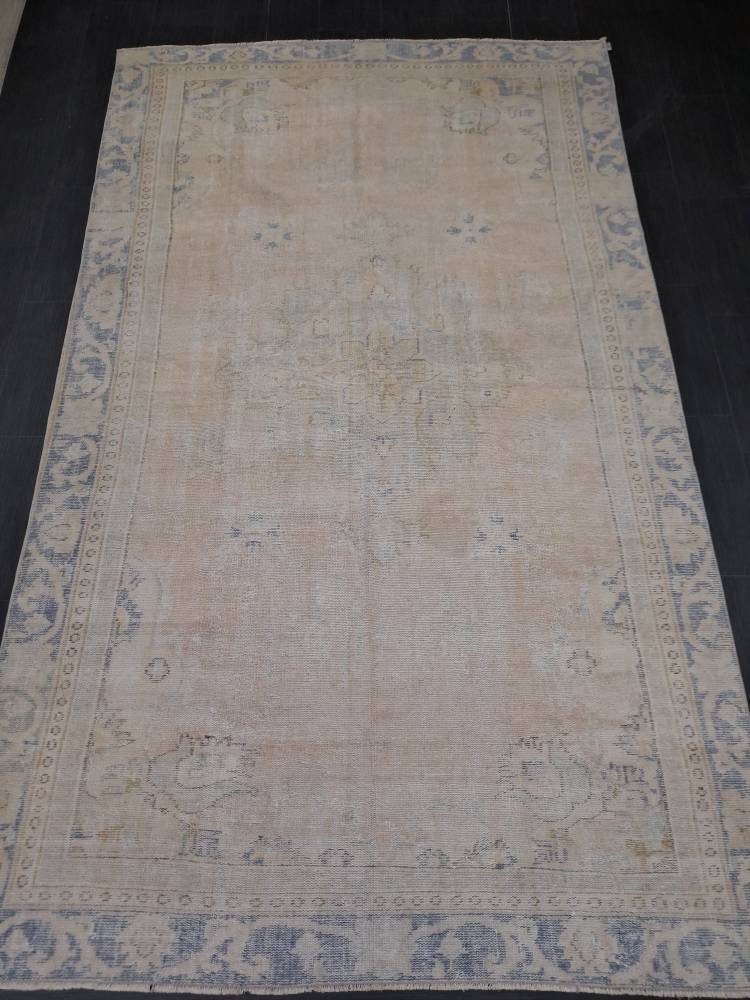 Muted Vintage Turkish Rug 6x10 Muted Vintage Persian Rug Muted Vintage Rug Distressed Muted Oushak Rug Hand Made Rugs Vintage Turkish Rug