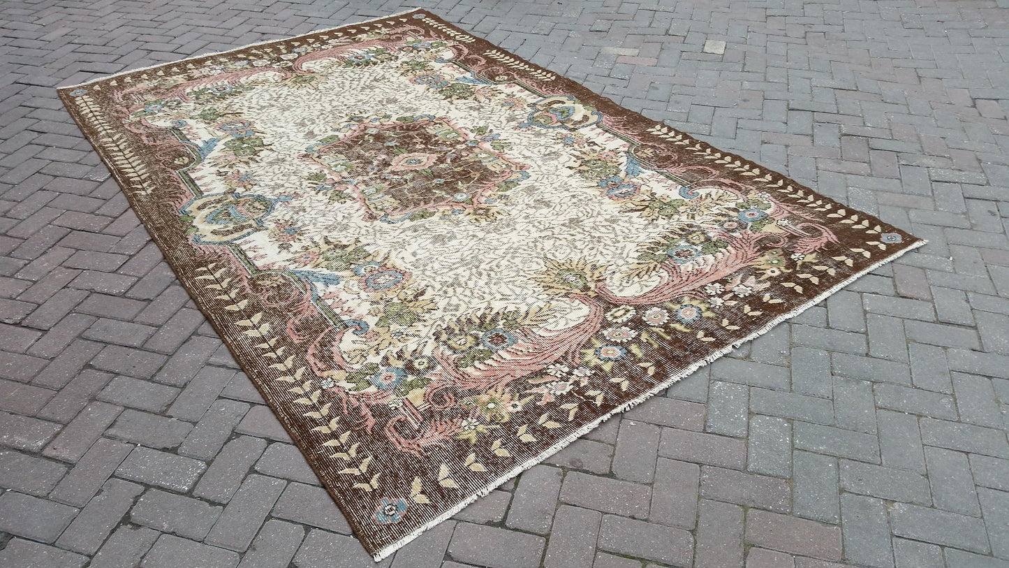 6.6 x 10 Vintage rugs Turkish rug Oushak Rug Oriental Rug Hand Knotted Wool Rug Vintage Persian Rug