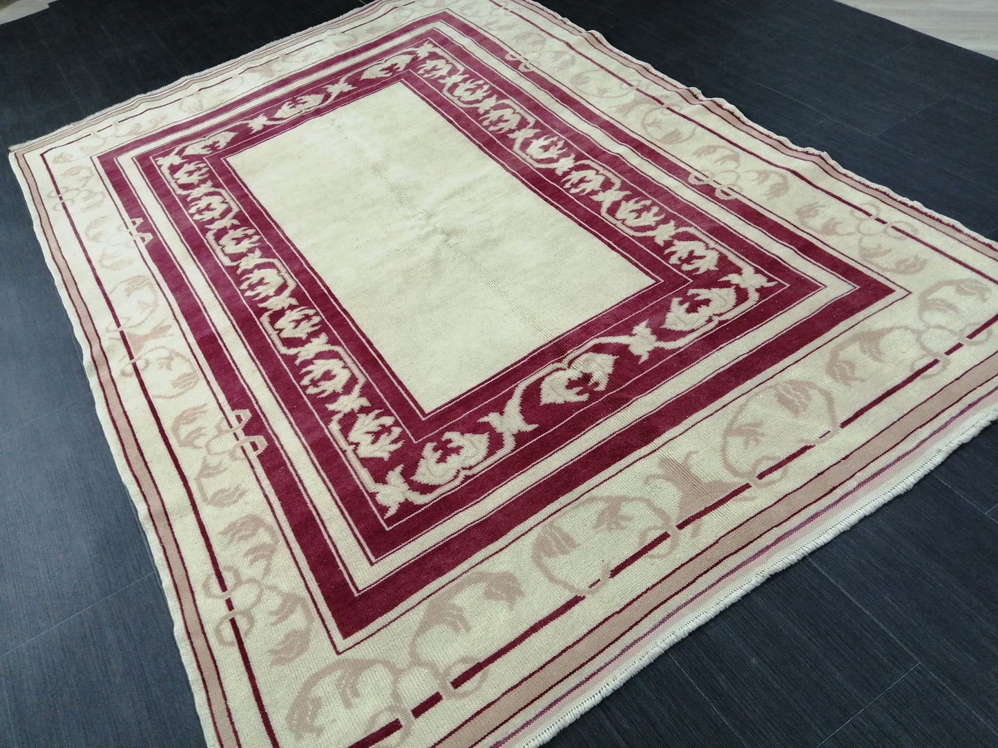 5,2 x 7.4 Burgundy Rug, Hand Made Rug, Oushak Rug, Rustic Rug, Bohemian Rug, Bordo Turkish Rug, Farmhouse Rug, Vintage Rug, Wool Vine rug