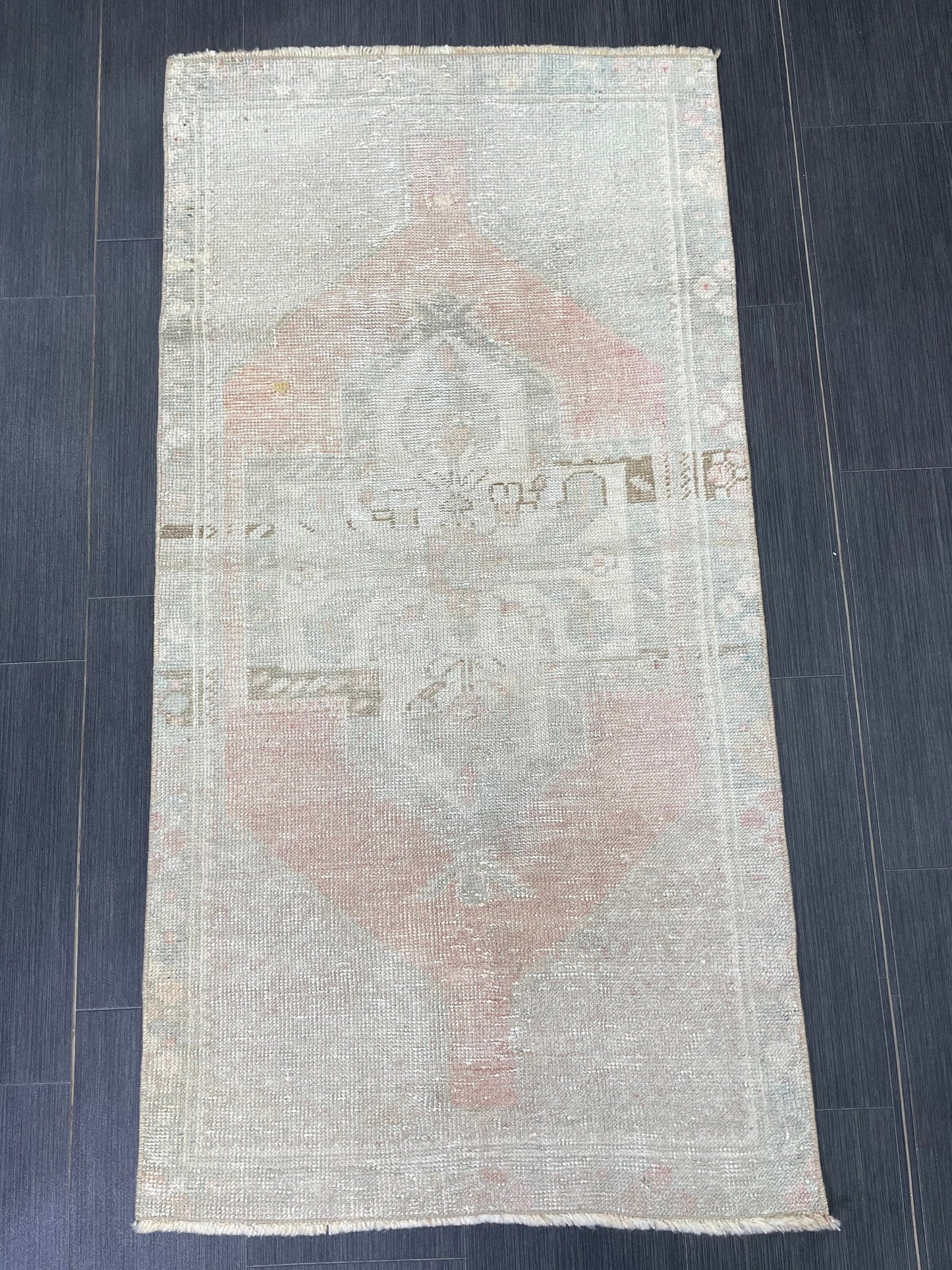 Muted Vintage Rug 2.5 x 5 Natural Wool Handmade Rug, Oushak Rug, Rustic Rug, Turkish Rug, Farmhouse Rug, Wool rug