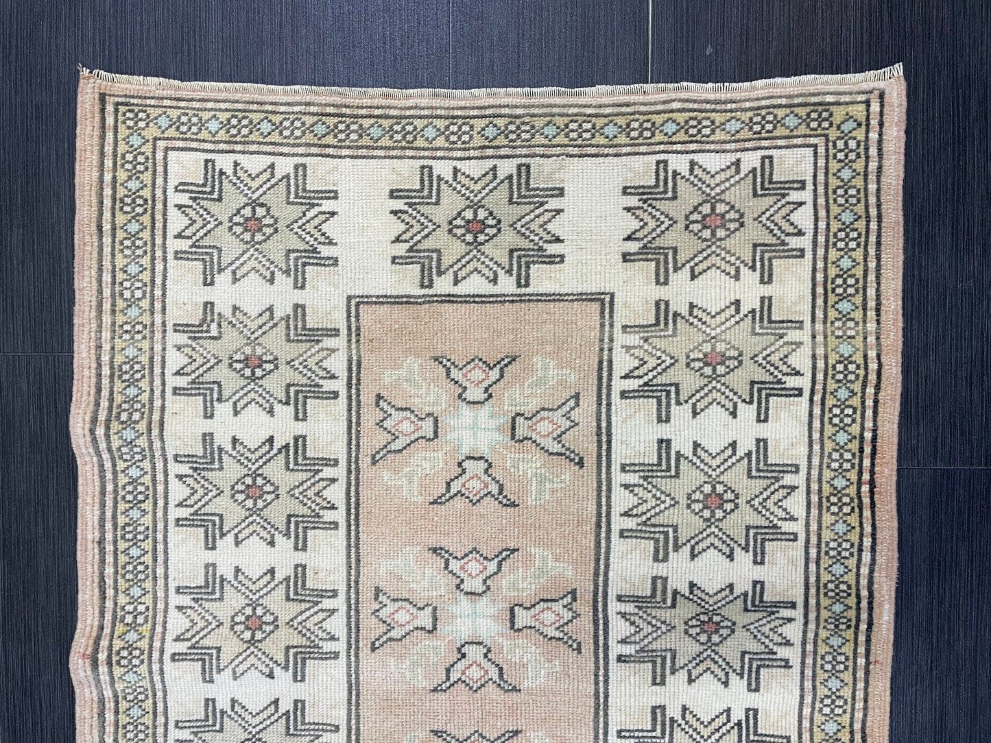 Vintage Oushak 2.10 x 4.3 Rug, Vintage Rug, Wool Muted Hand Knotted Rug, Handmade Rugs Vintage Turkish Rug