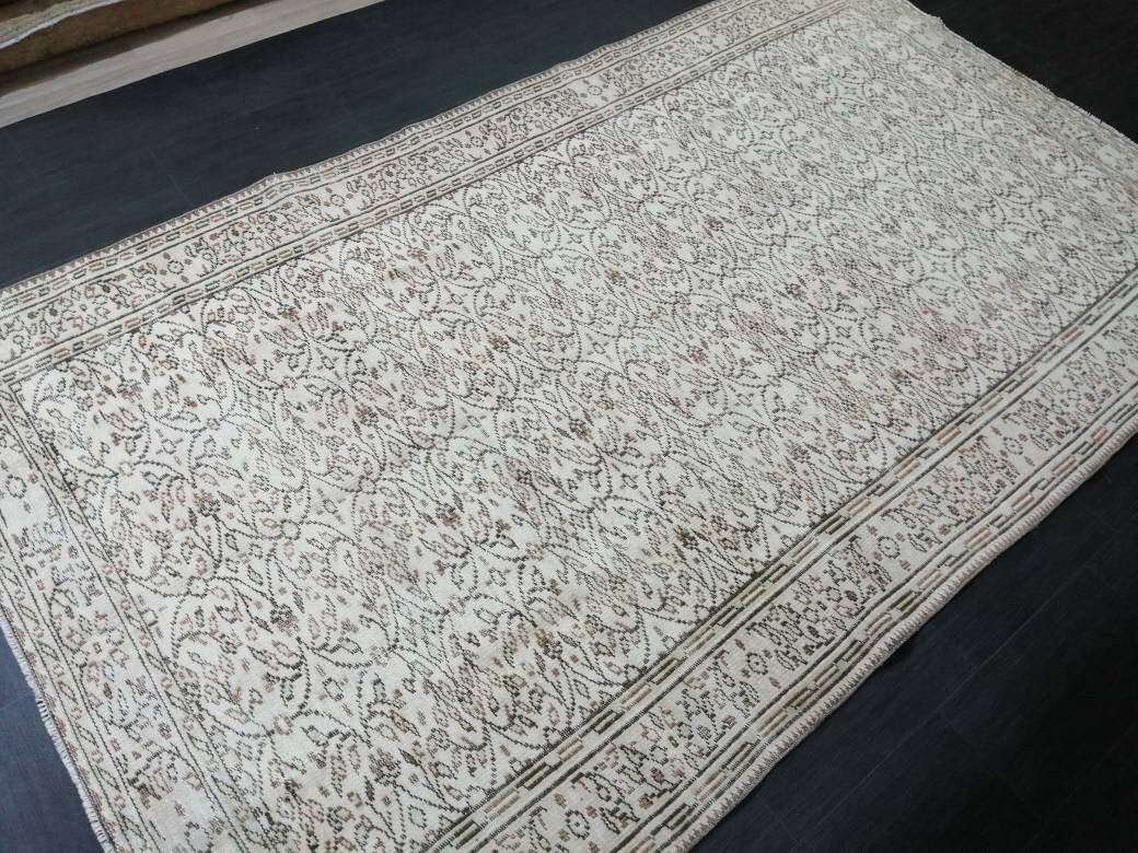 Persian RUG Neutral Vintage Muted Oushak Rug 5.7 x 10 Large Vintage Rug Wool Oushak Rug Hand Made Rugs Vintage Turkish Rug 5.7x10 Oriental