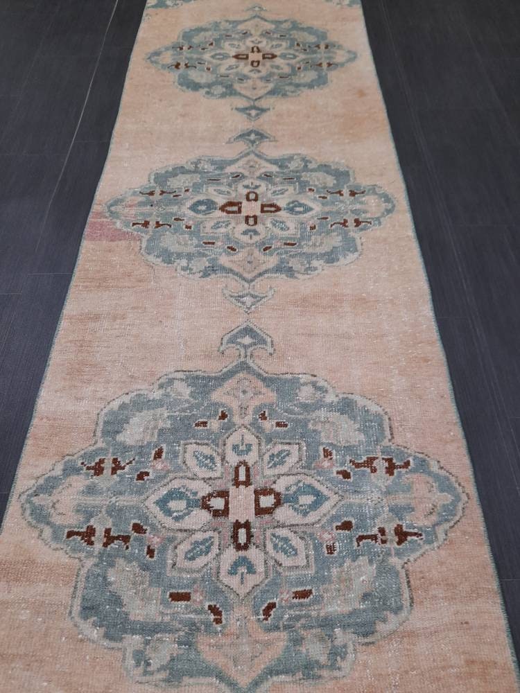 Handmade Runner Rug 2.5 x 9.5 Turkish Runner Rug Muted Vintage Runner Rug Oriental Hallway Runner Rug Kitchen Runner Rug Quality Wool Runner