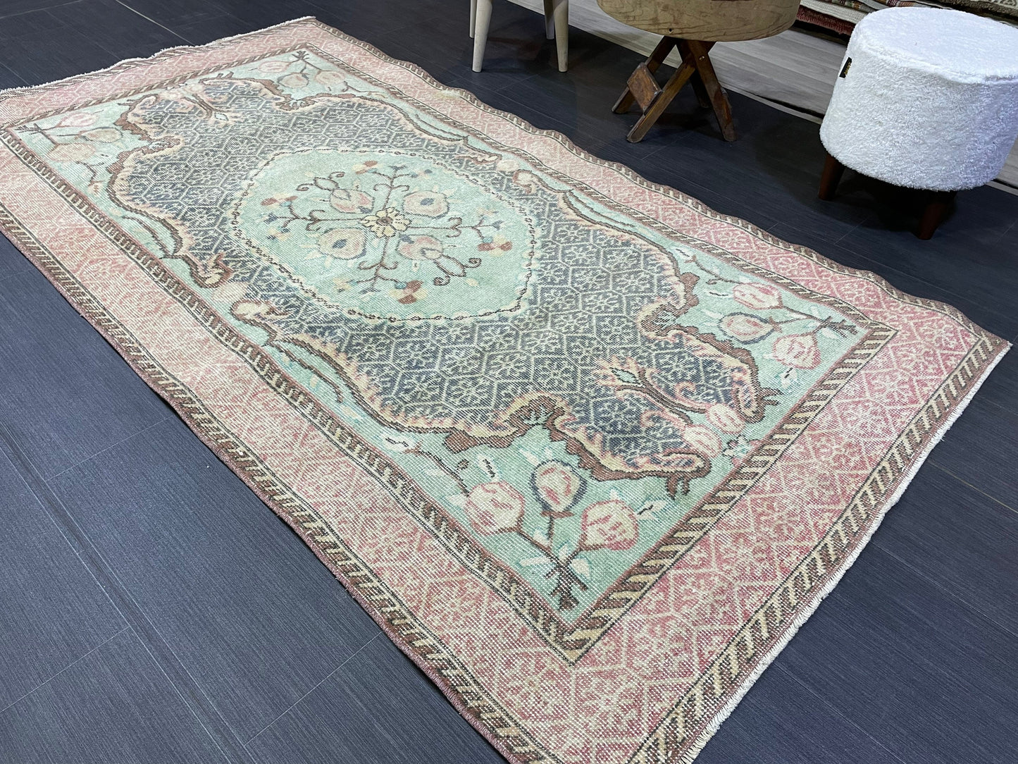 Persian RUG, Oushak 3.9 x 7 Rug, TURKISH Rug, Handknotted Rug, Oriental Rug, Vintage Rug, Handmade Rug, Antique Rug, woven rug.